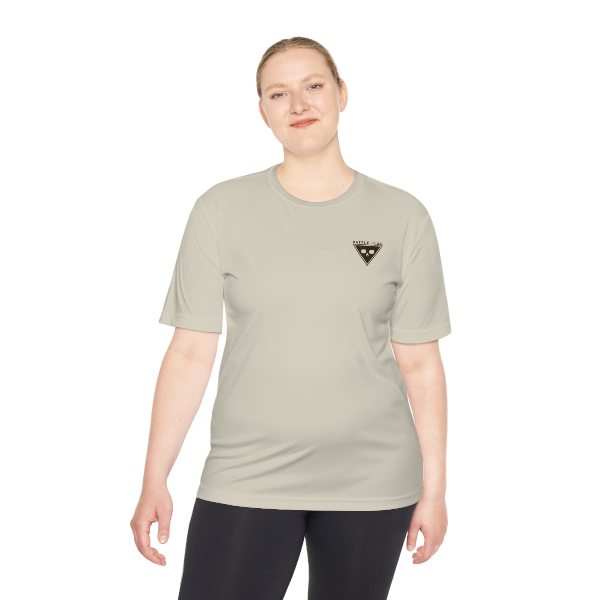 Battle Flag Unisex Moisture Wicking Tee - Small Brown Emblem