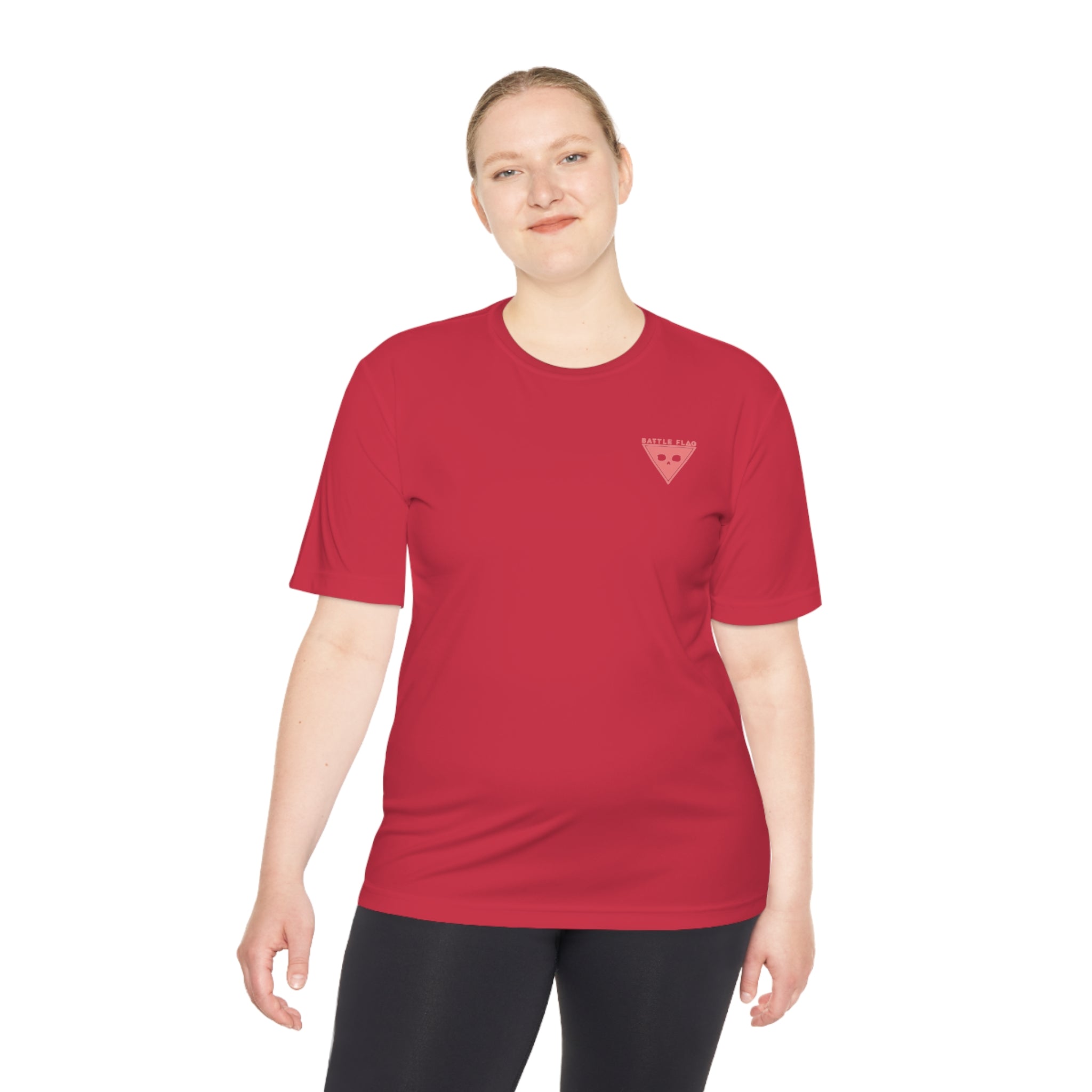 Battle Flag Unisex Moisture Wicking Tee - Small Pink Emblem
