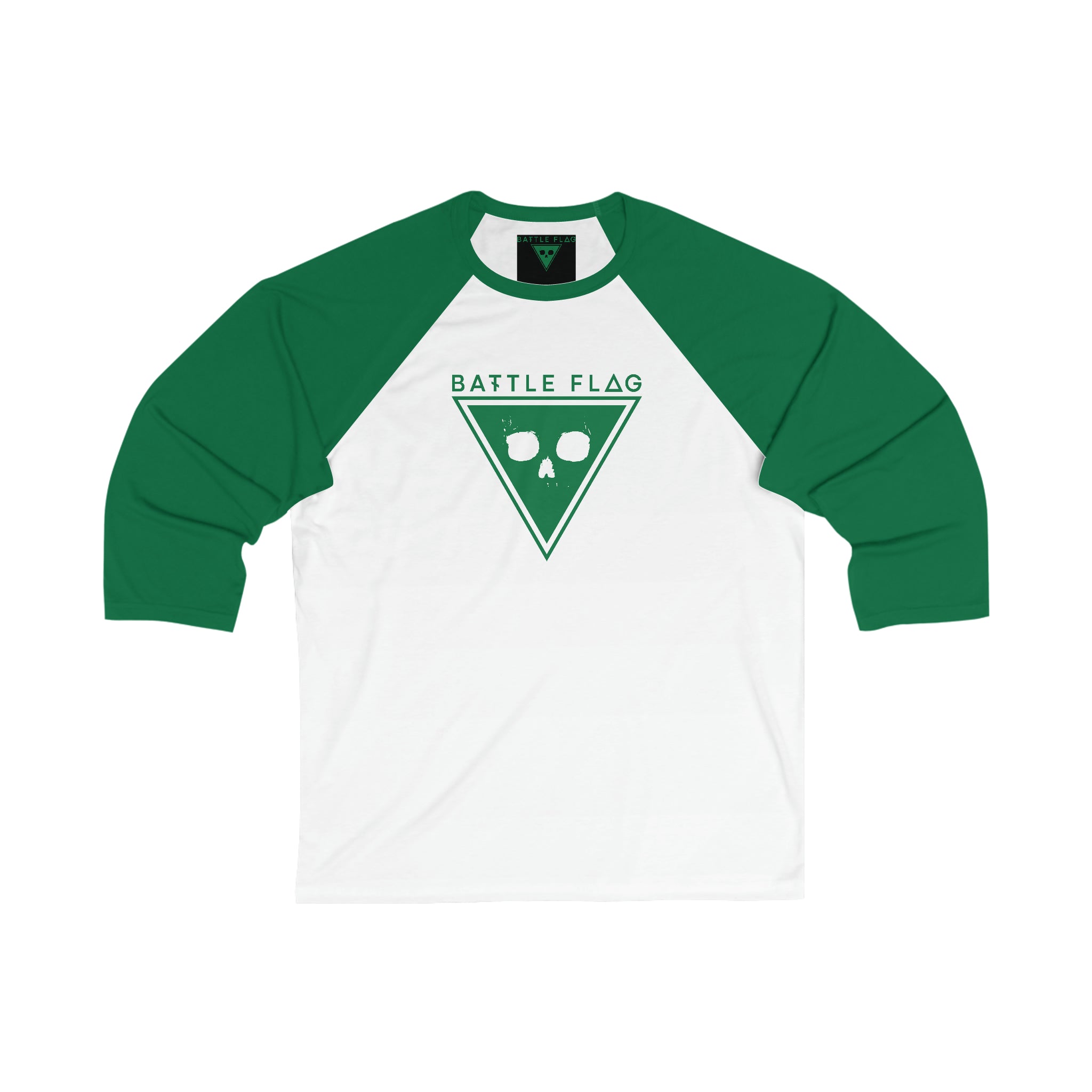 Battle Flag Unisex 3\4 Sleeve Baseball Tee - Green Emblem