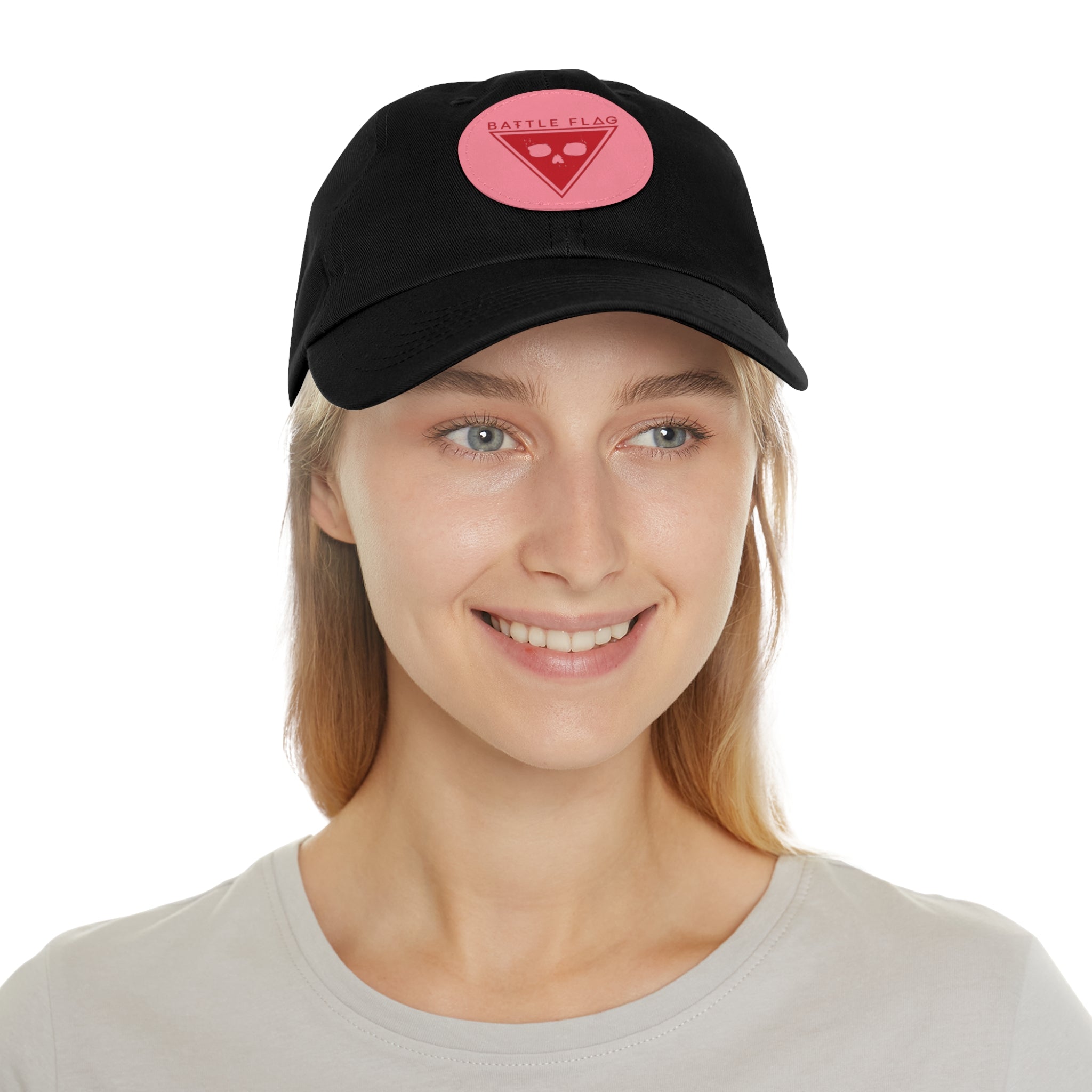 Battle Flag Hat with Leather Patch - Red Emblem
