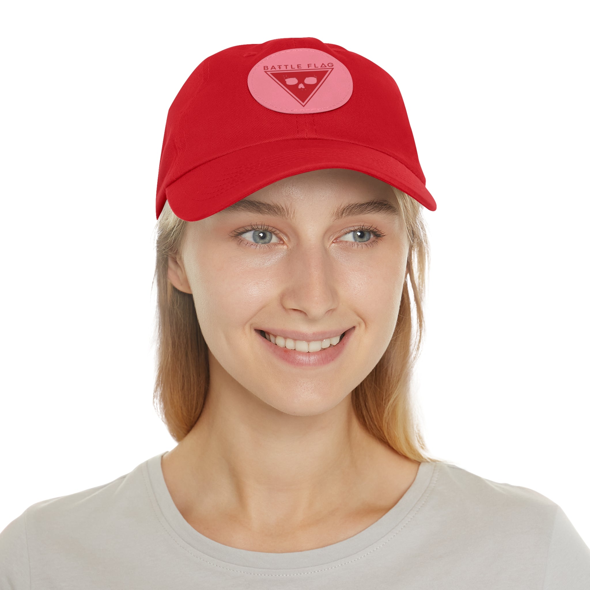 Battle Flag Hat with Leather Patch - Red Emblem