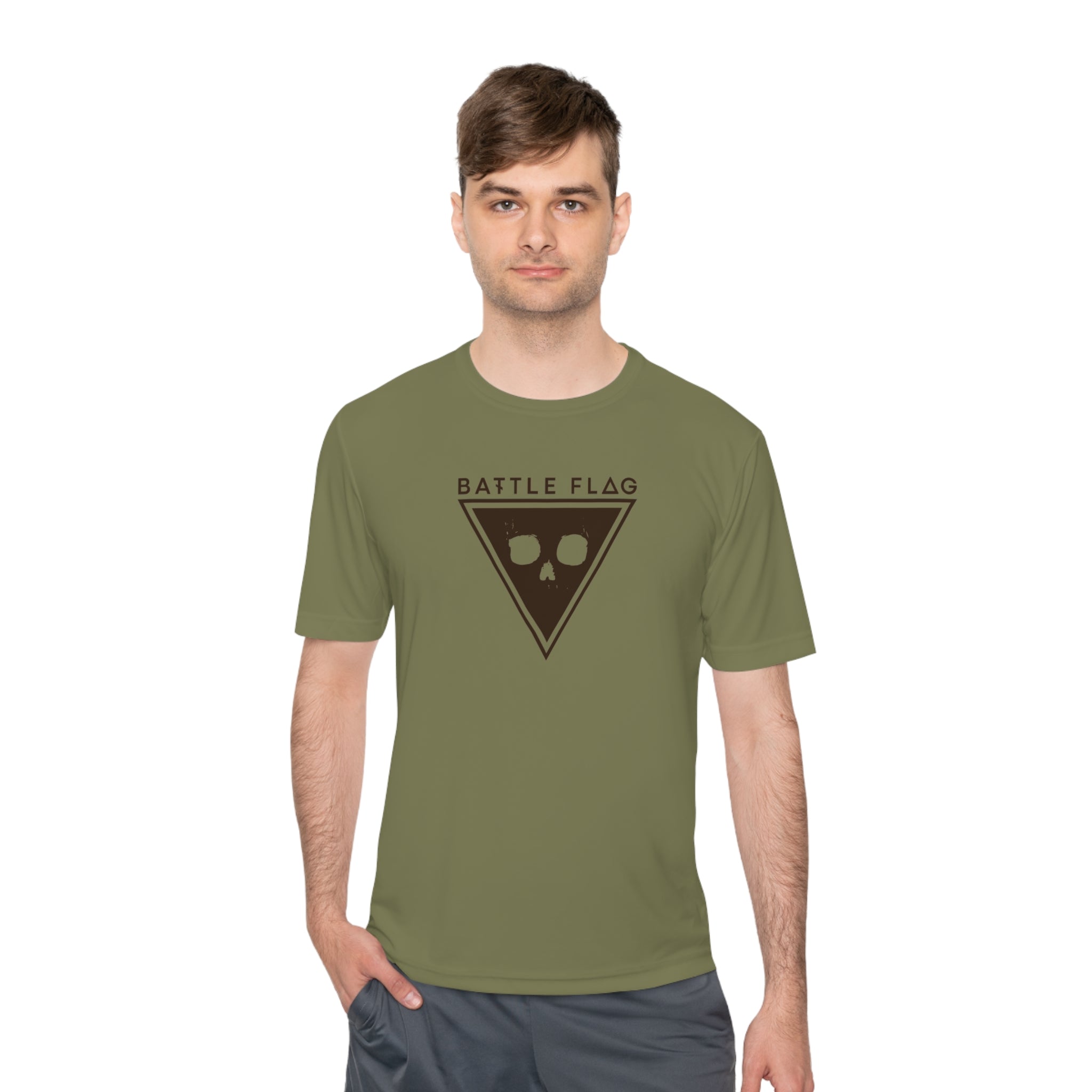 Battle Flag Unisex Moisture Wicking Tee - Brown Emblem
