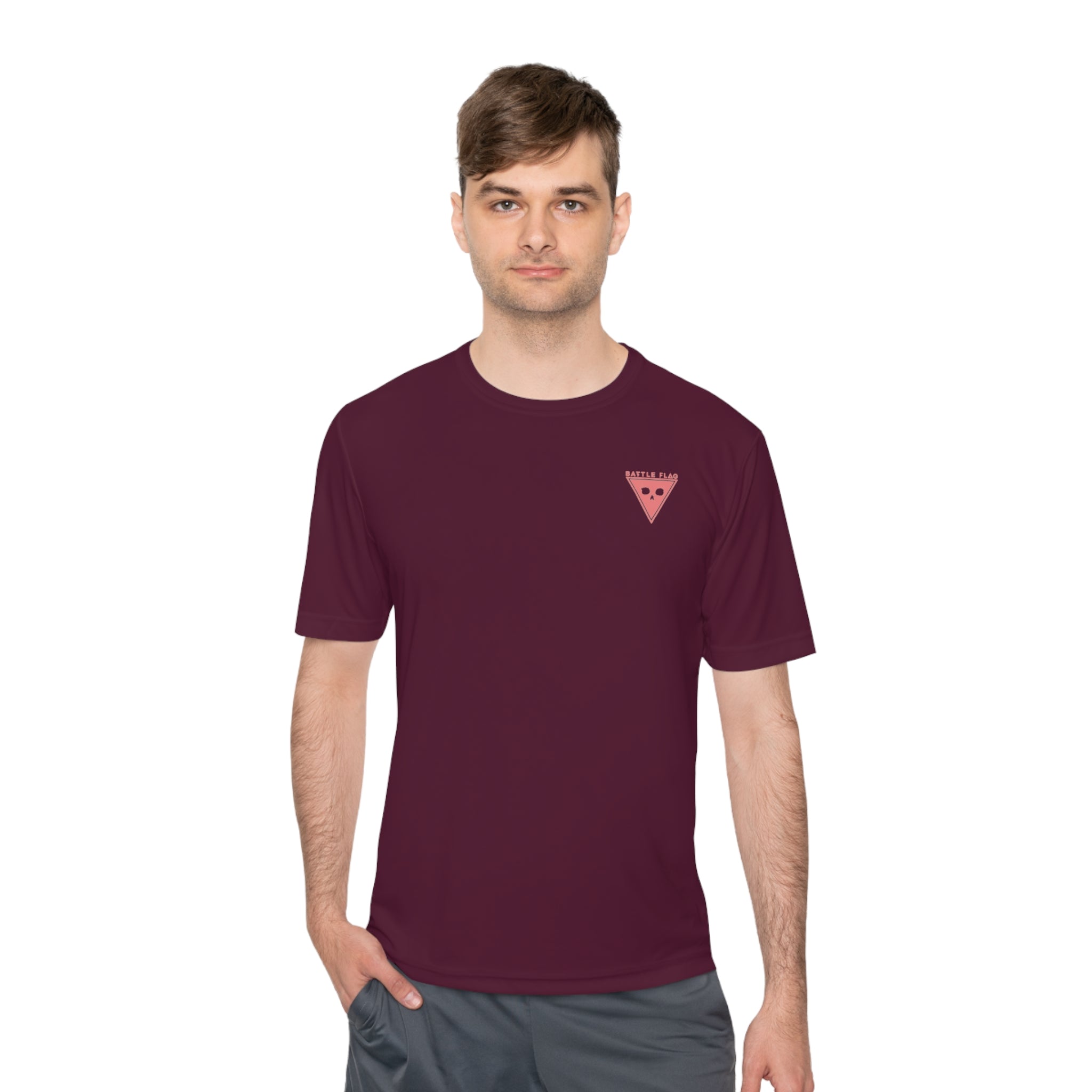 Battle Flag Unisex Moisture Wicking Tee - Small Pink Emblem