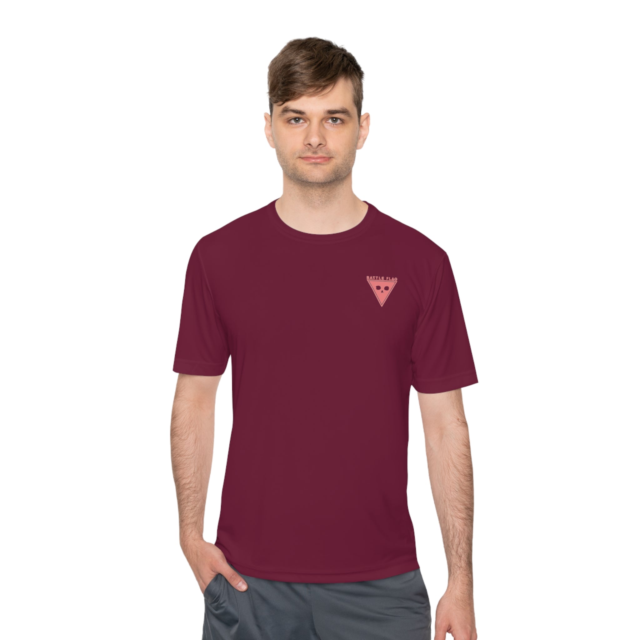 Battle Flag Unisex Moisture Wicking Tee - Small Pink Emblem