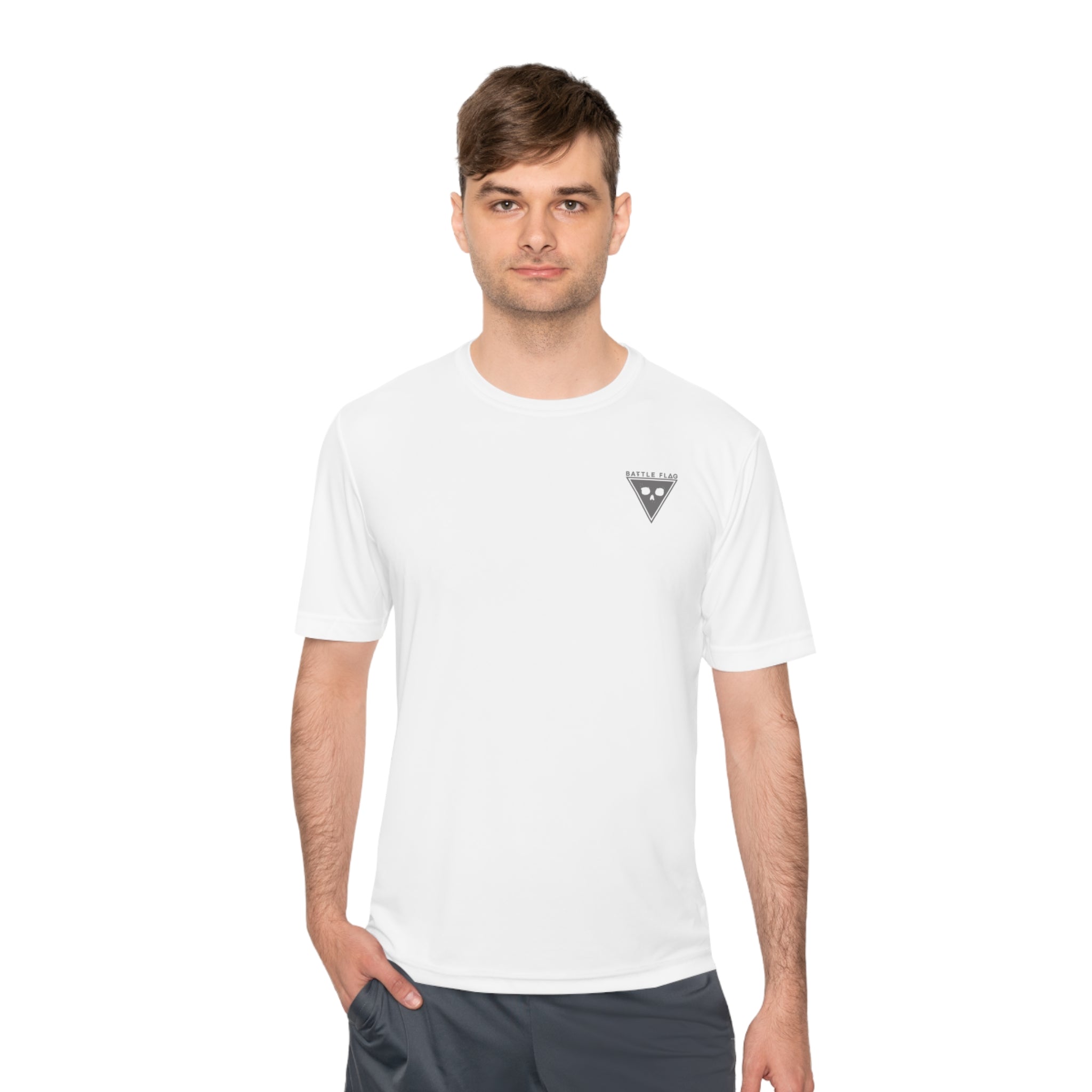Battle Flag Unisex Moisture Wicking Tee - Small Grey Emblem