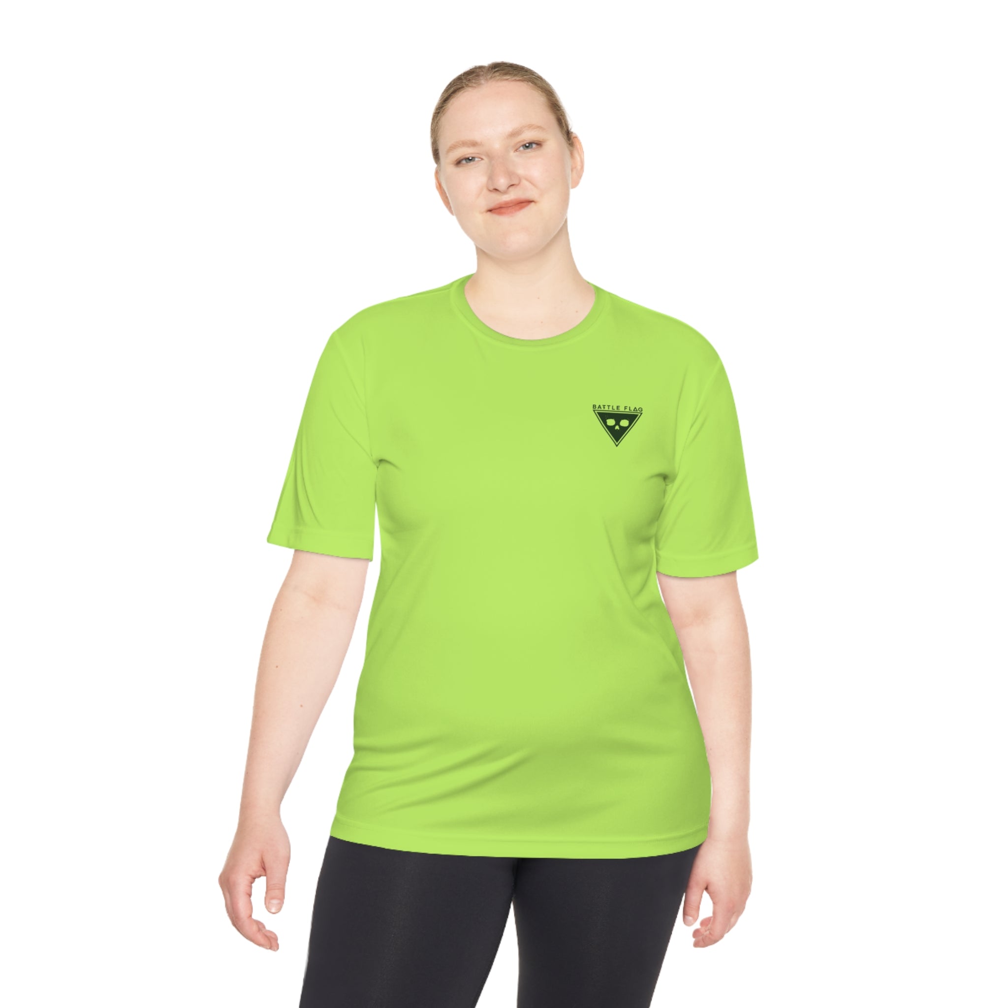 Battle Flag Unisex Moisture Wicking Tee - Small Green Emblem