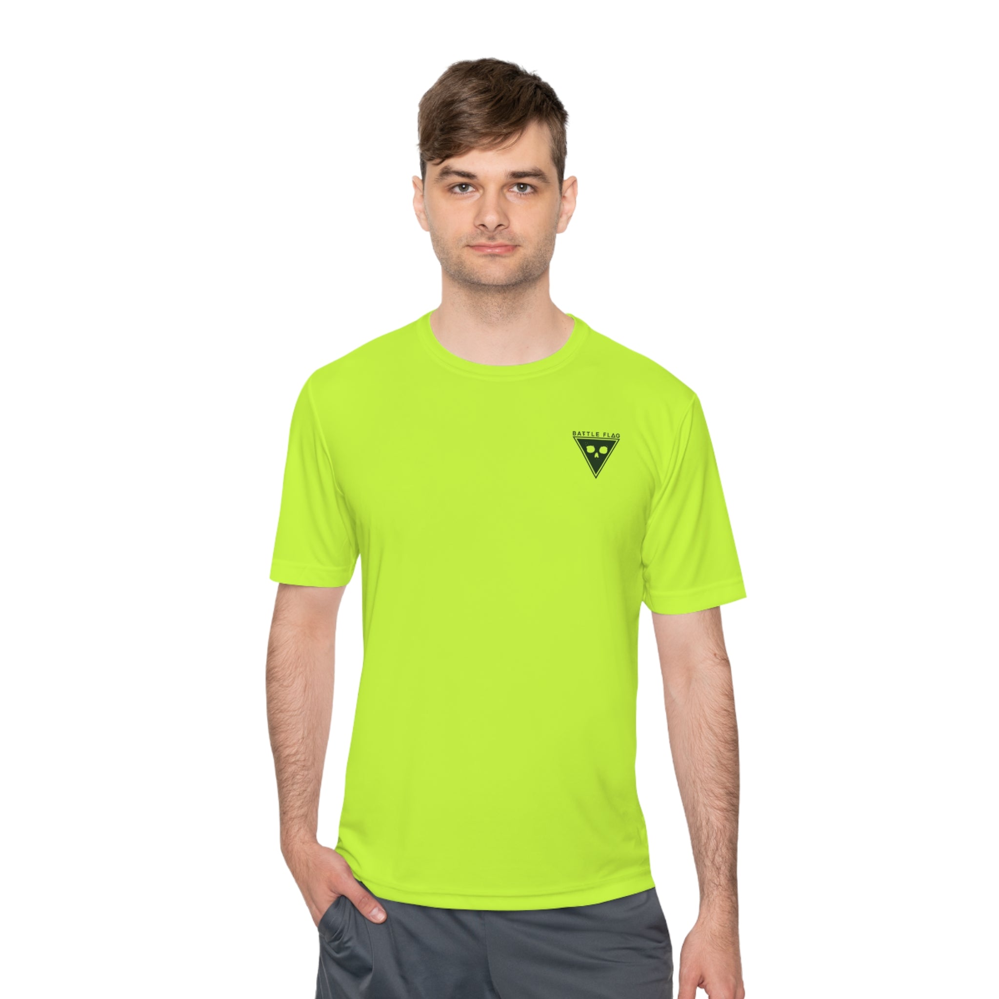 Battle Flag Unisex Moisture Wicking Tee - Small Green Emblem