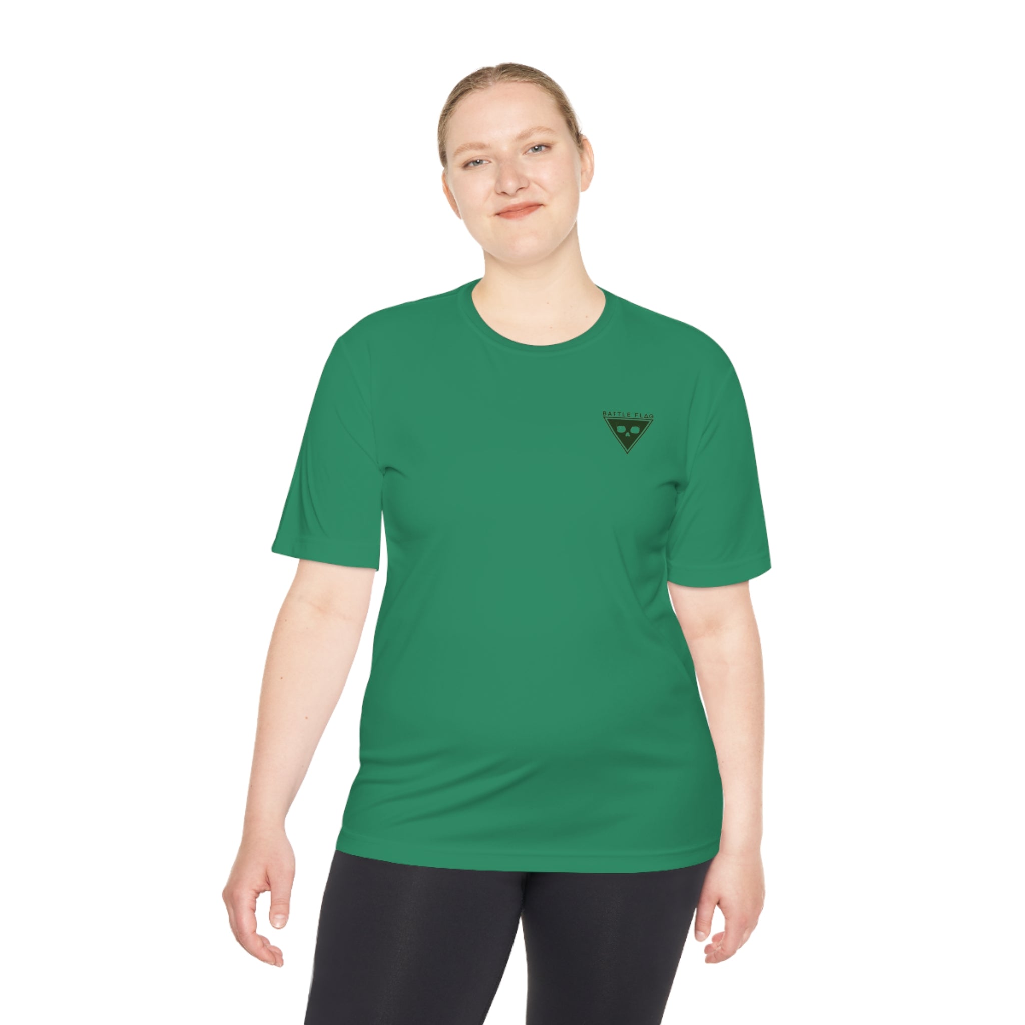Battle Flag Unisex Moisture Wicking Tee - Small Green Emblem