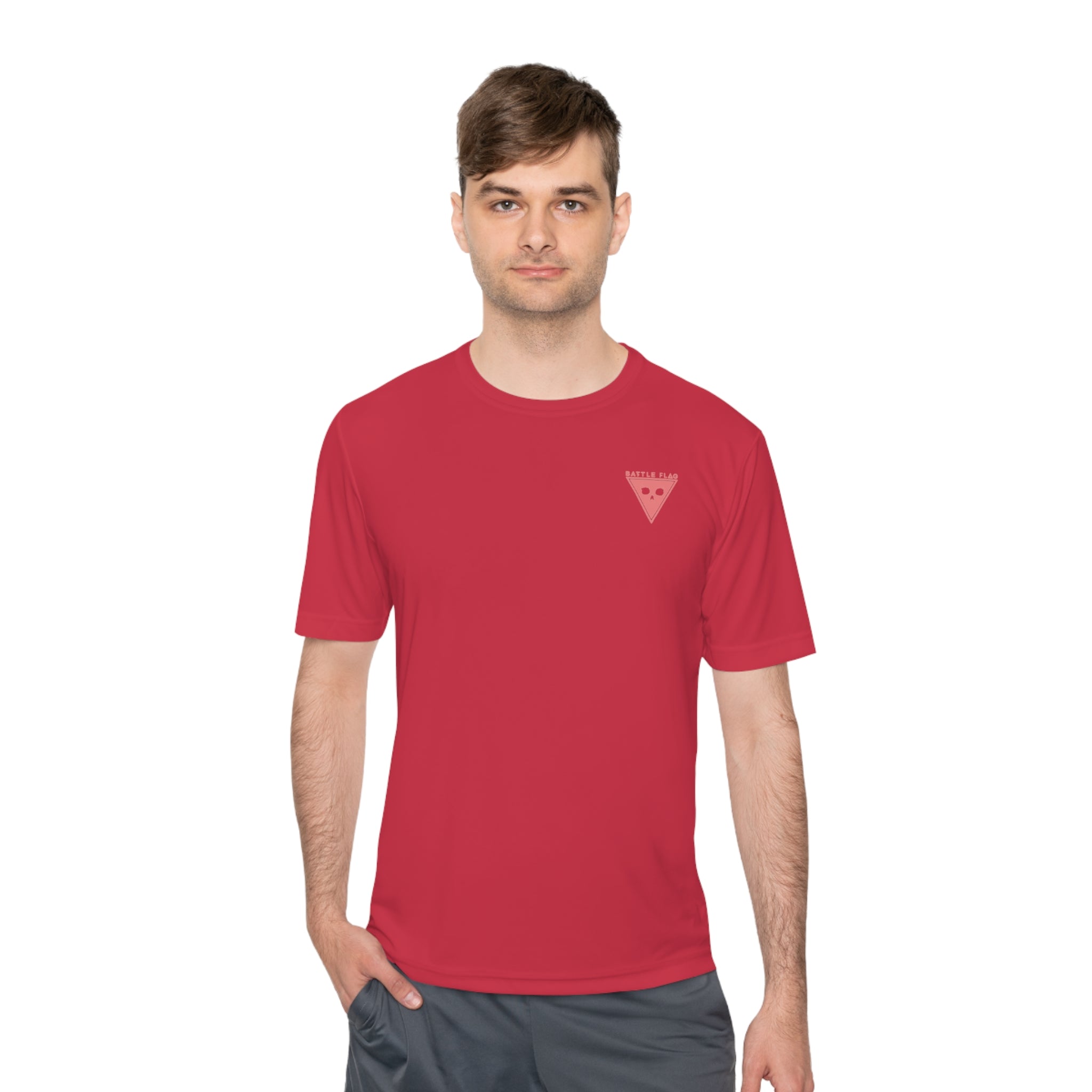 Battle Flag Unisex Moisture Wicking Tee - Small Pink Emblem
