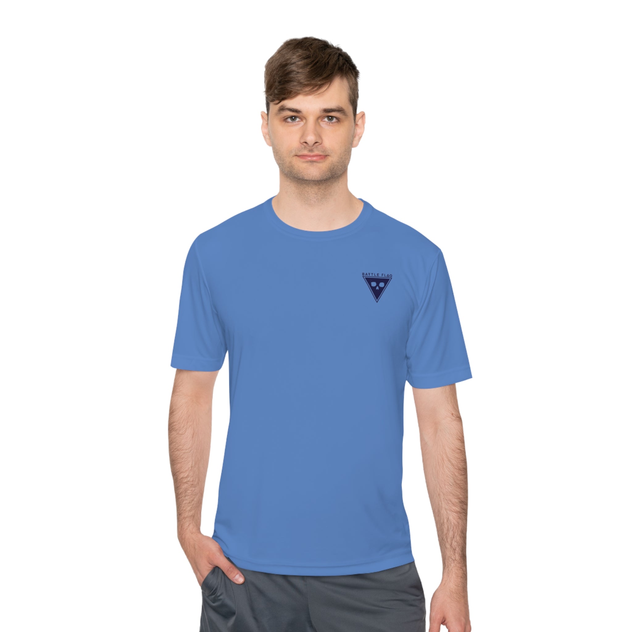 Battle Flag Unisex Moisture Wicking Tee - Small Blue Emblem