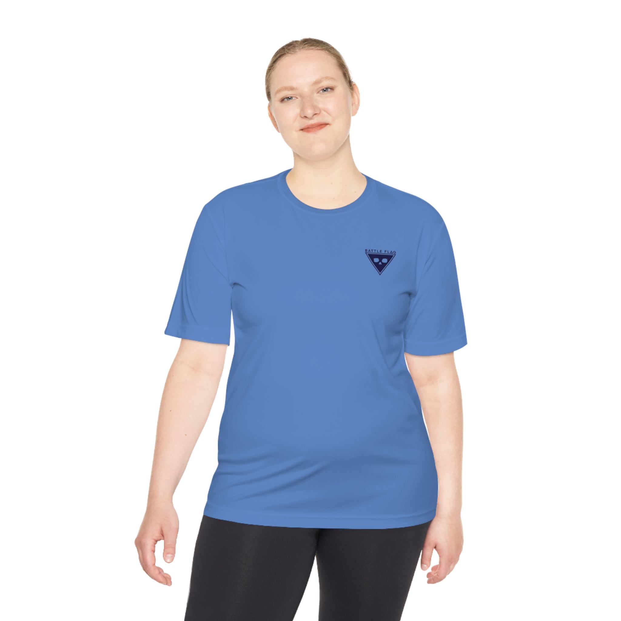 Battle Flag Unisex Moisture Wicking Tee - Small Blue Emblem
