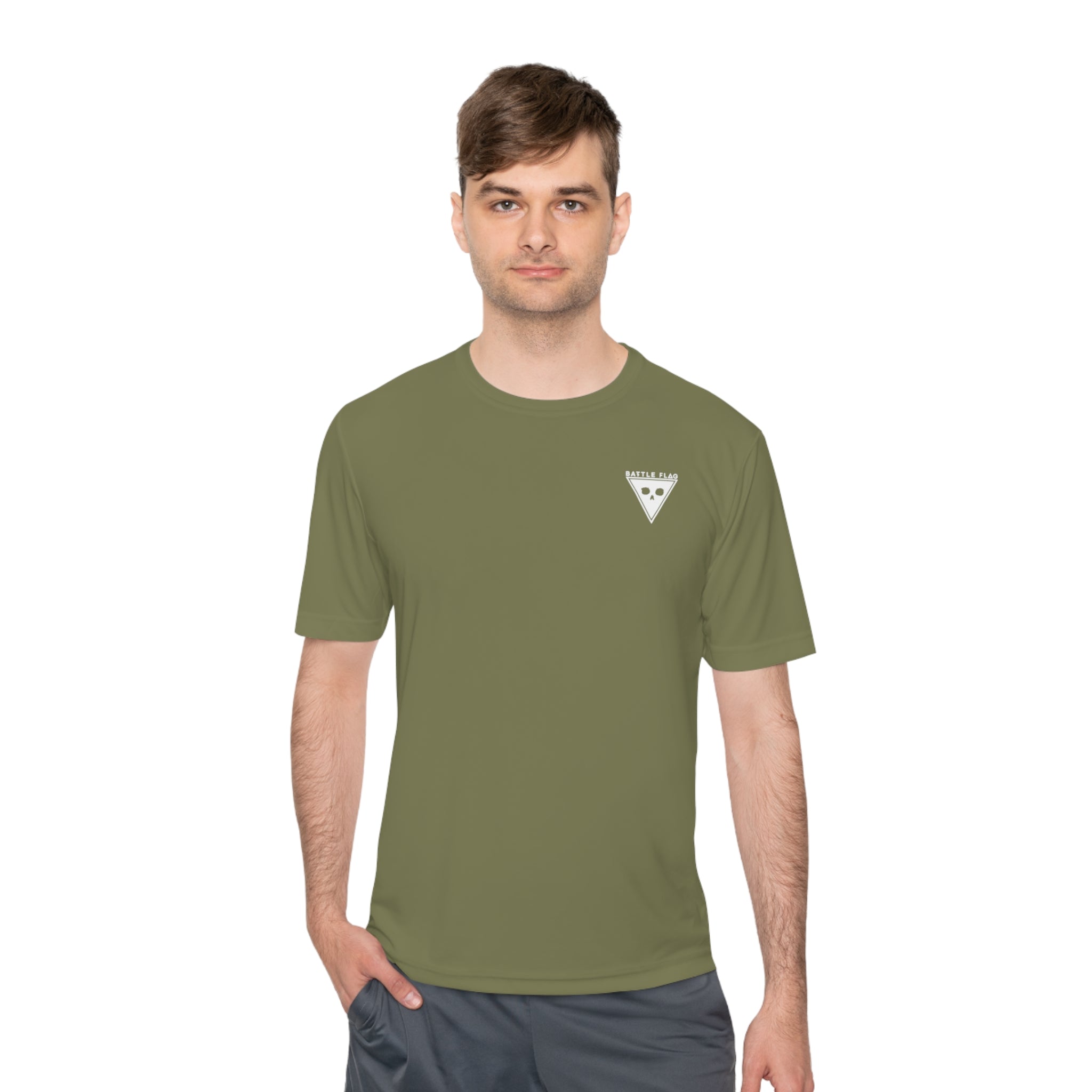 Battle Flag Unisex Moisture Wicking Tee - Small White Emblem