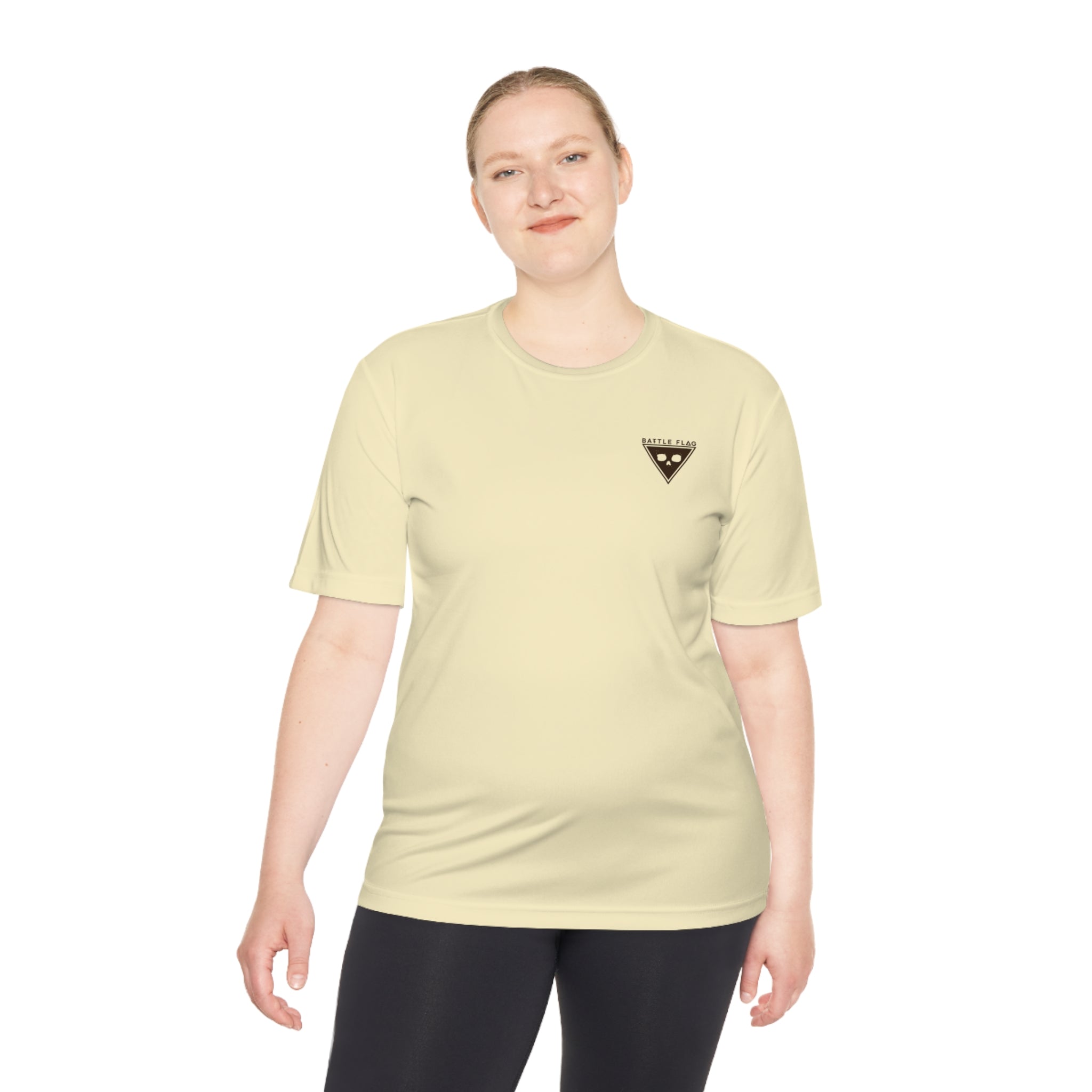 Battle Flag Unisex Moisture Wicking Tee - Small Brown Emblem