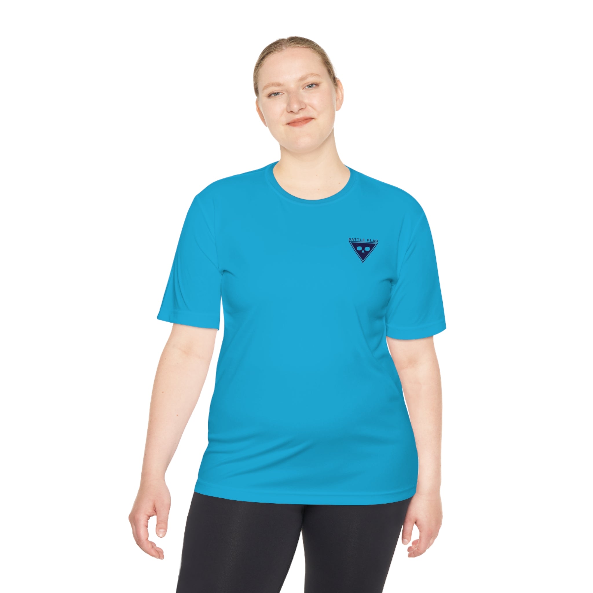 Battle Flag Unisex Moisture Wicking Tee - Small Blue Emblem