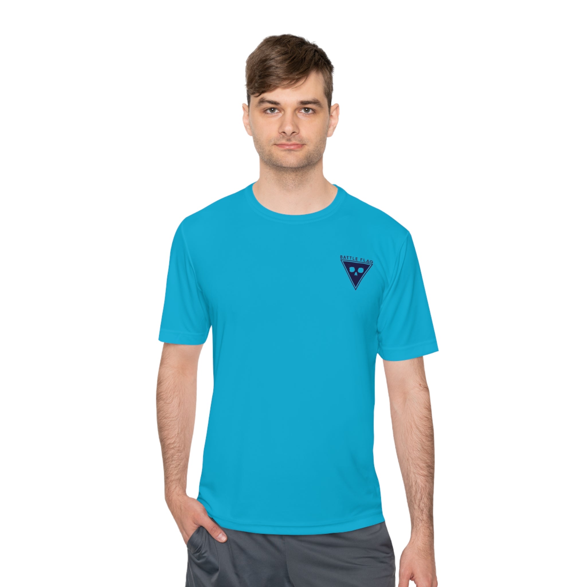 Battle Flag Unisex Moisture Wicking Tee - Small Blue Emblem