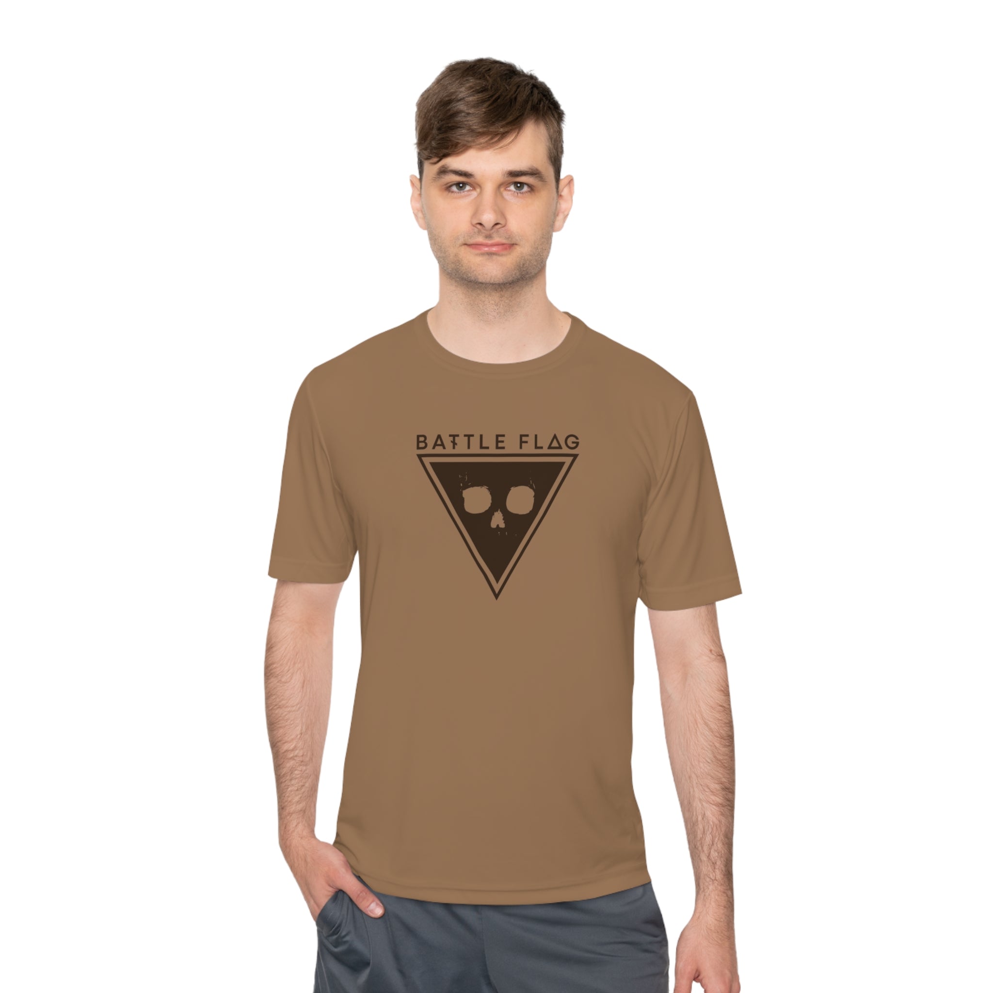 Battle Flag Unisex Moisture Wicking Tee - Brown Emblem