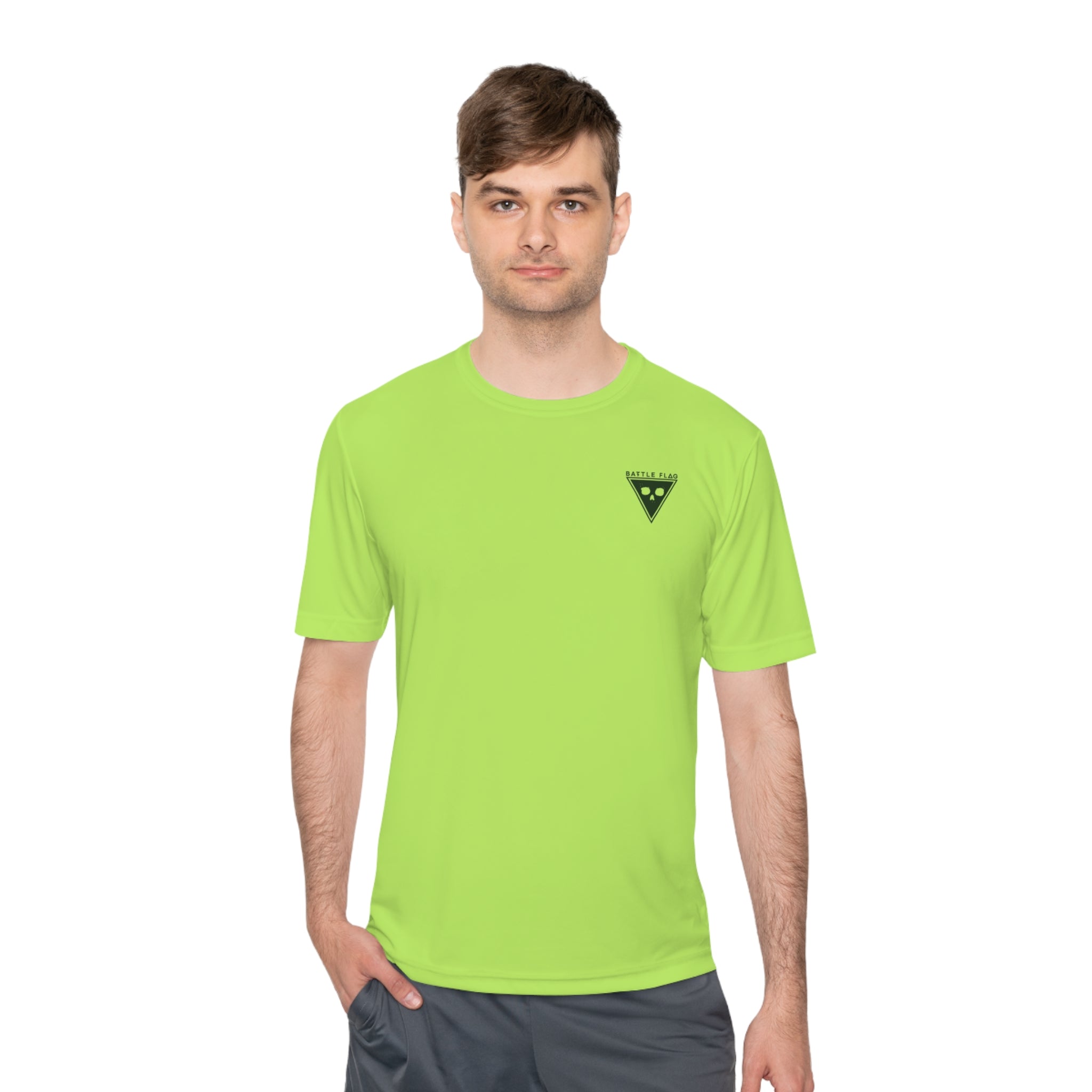 Battle Flag Unisex Moisture Wicking Tee - Small Green Emblem