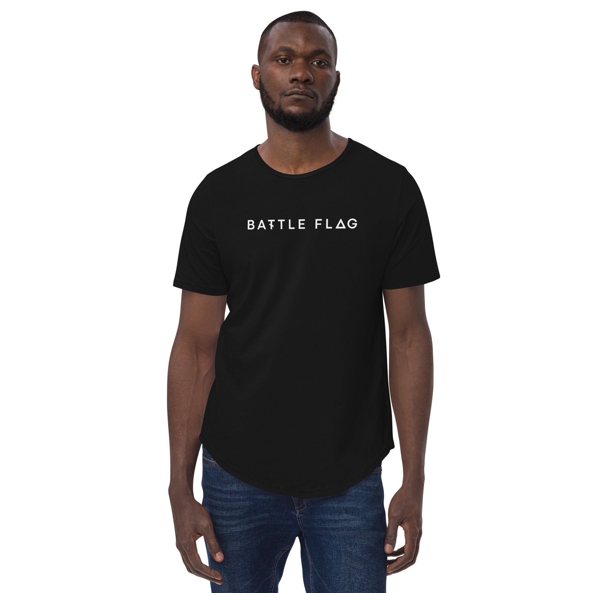 Battle Flag Men's Curved Hem T-Shirt - White Logo