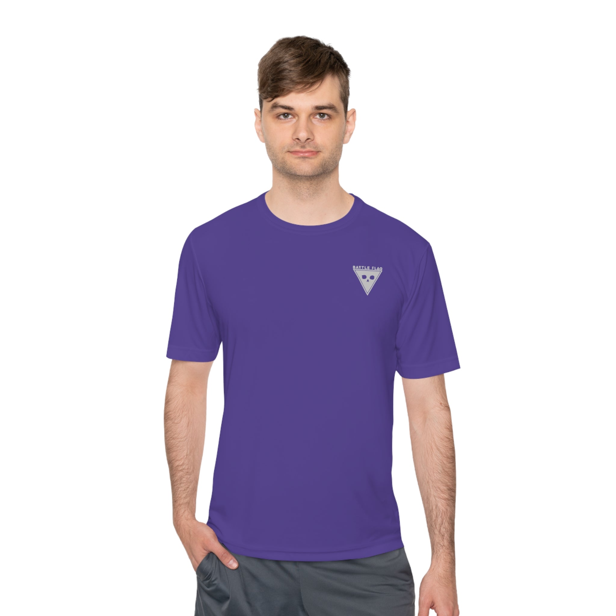 Battle Flag Unisex Moisture Wicking Tee - Small Light Grey Emblem