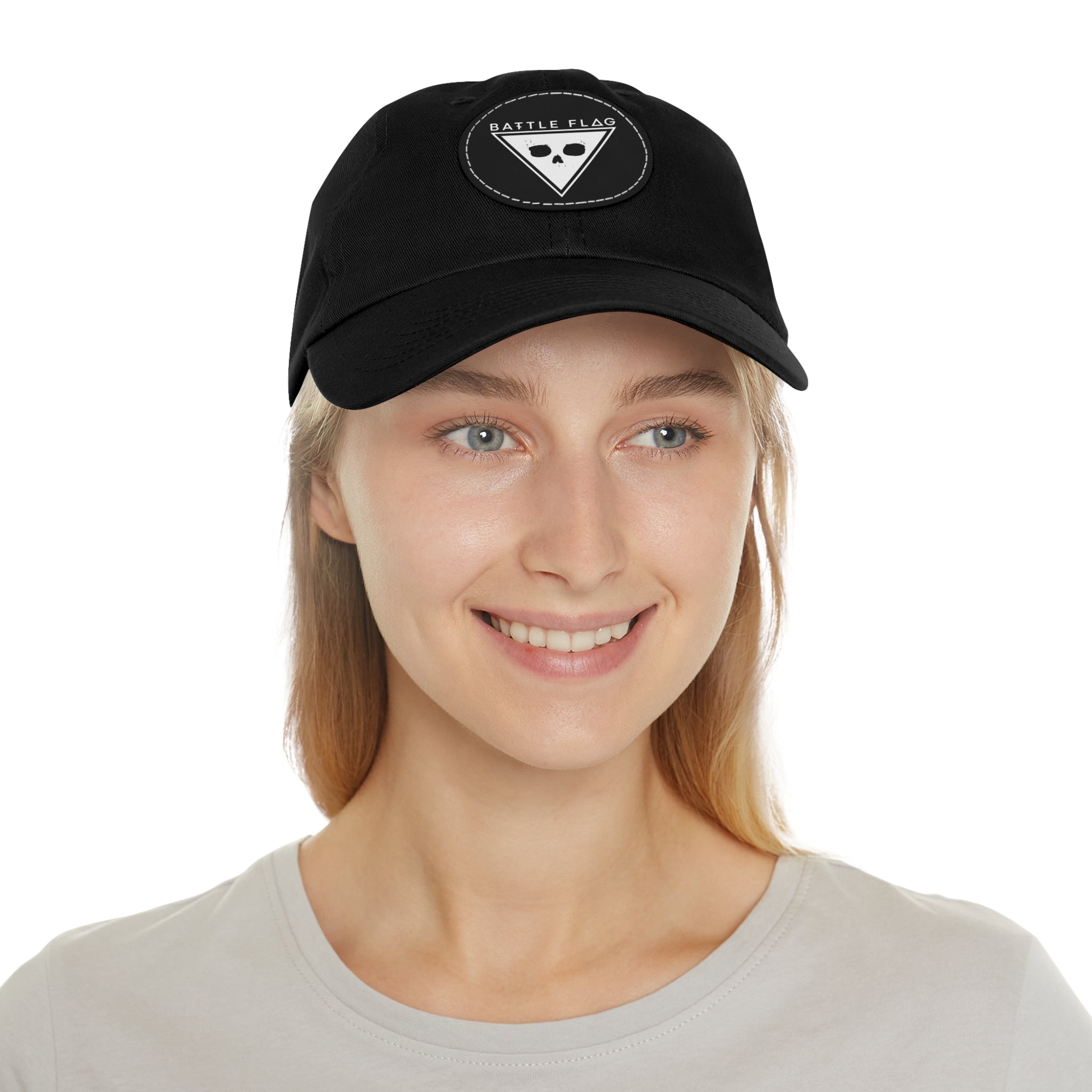 Battle Flag Hat with Leather Patch - White Emblem