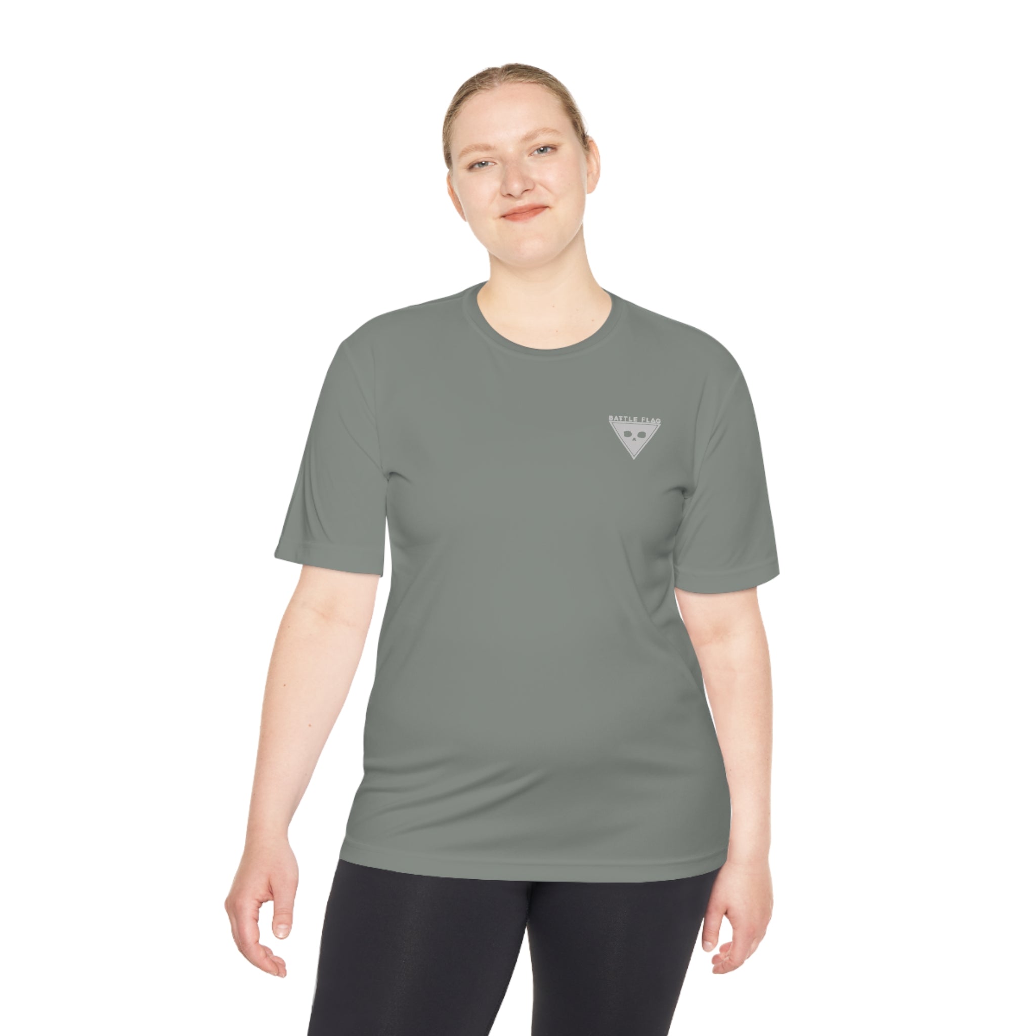 Battle Flag Unisex Moisture Wicking Tee - Small Light Grey Emblem
