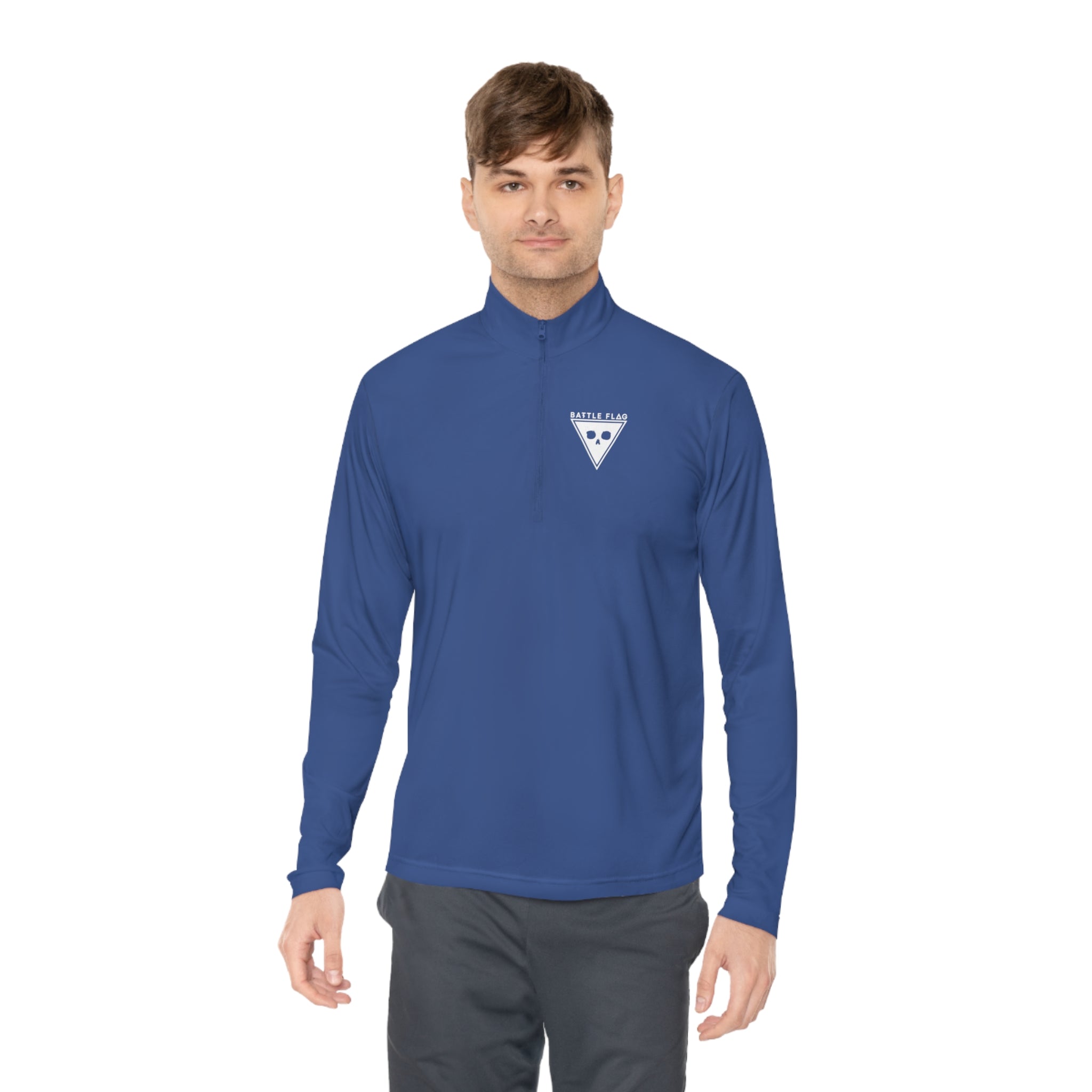 Battle Flag Unisex Quarter-Zip Pullover - White Emblem