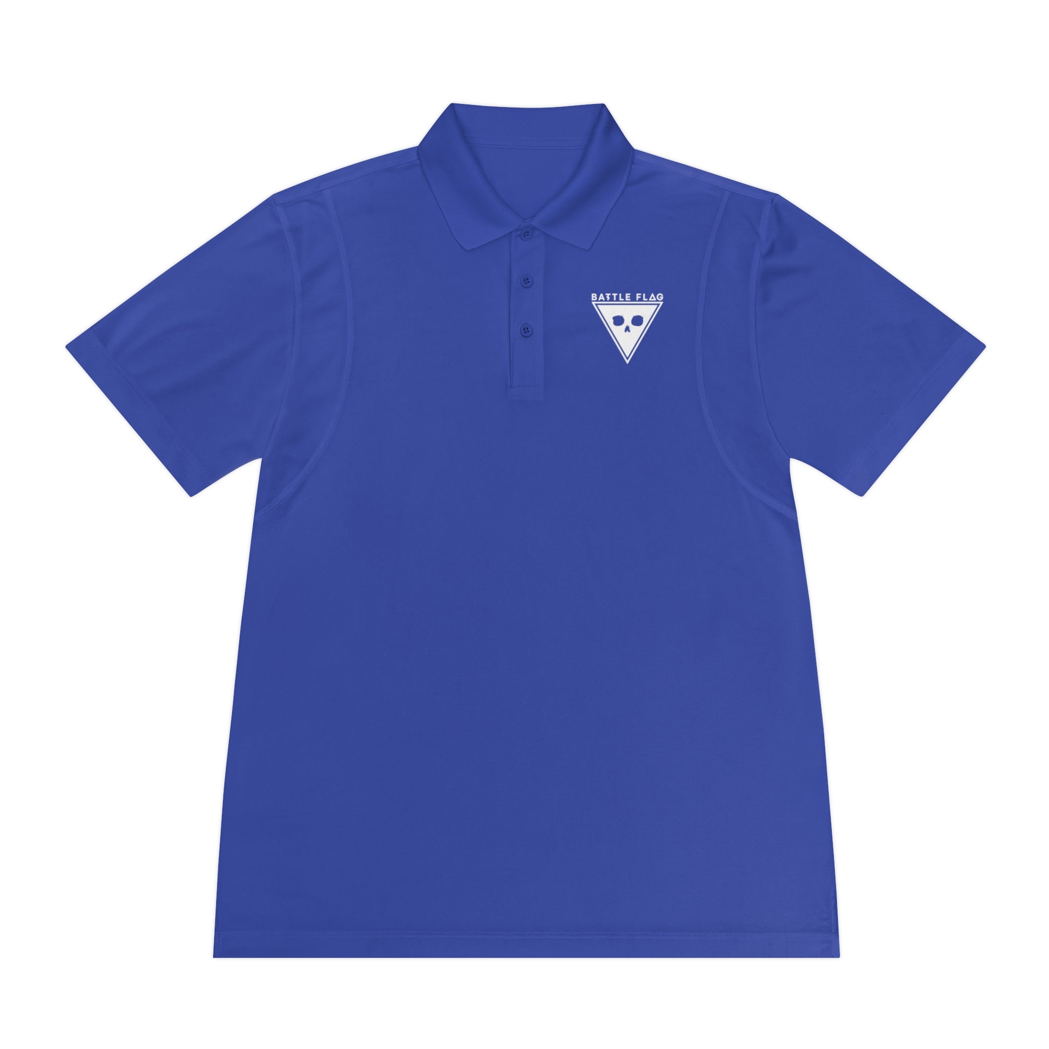 Battle Flag Men's Sport Polo Shirt - White Emblem