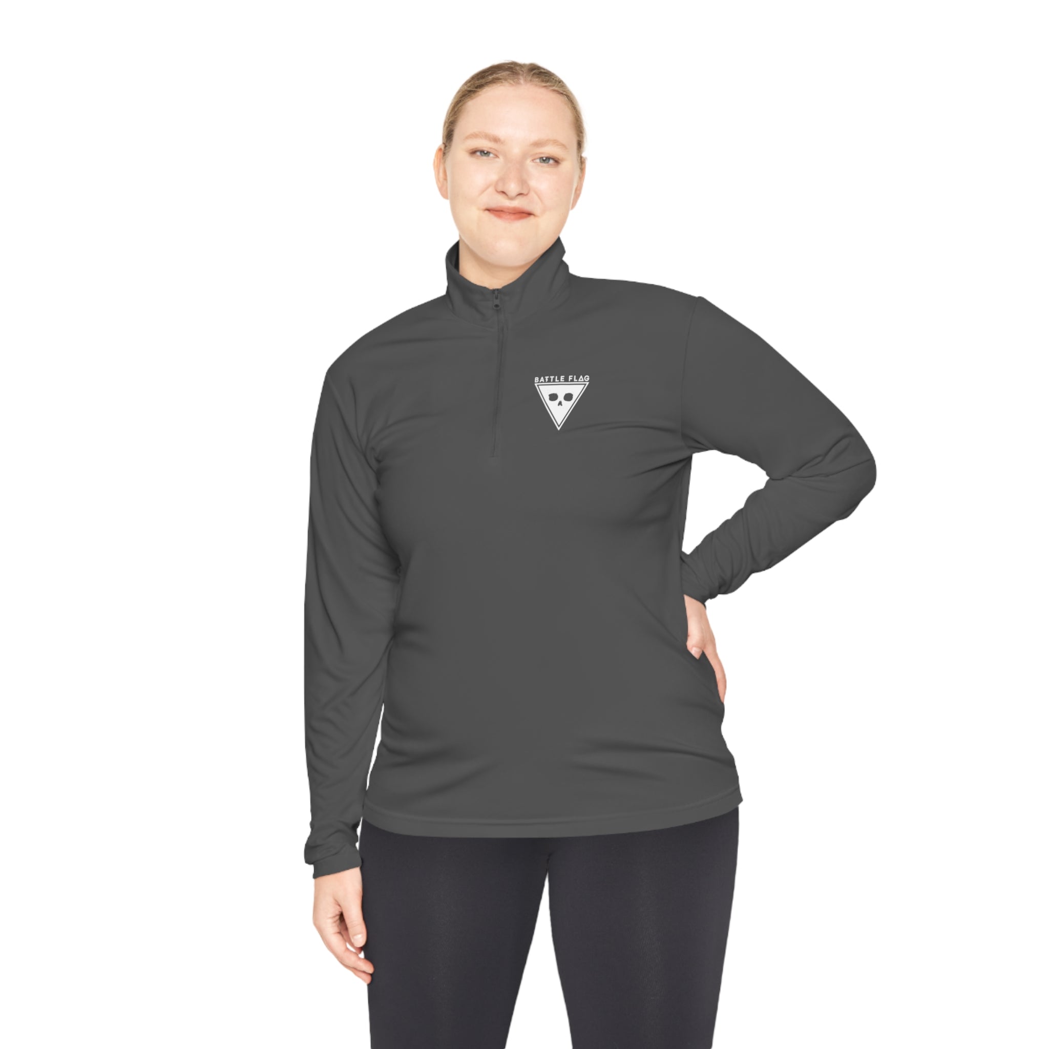 Battle Flag Unisex Quarter-Zip Pullover - White Emblem