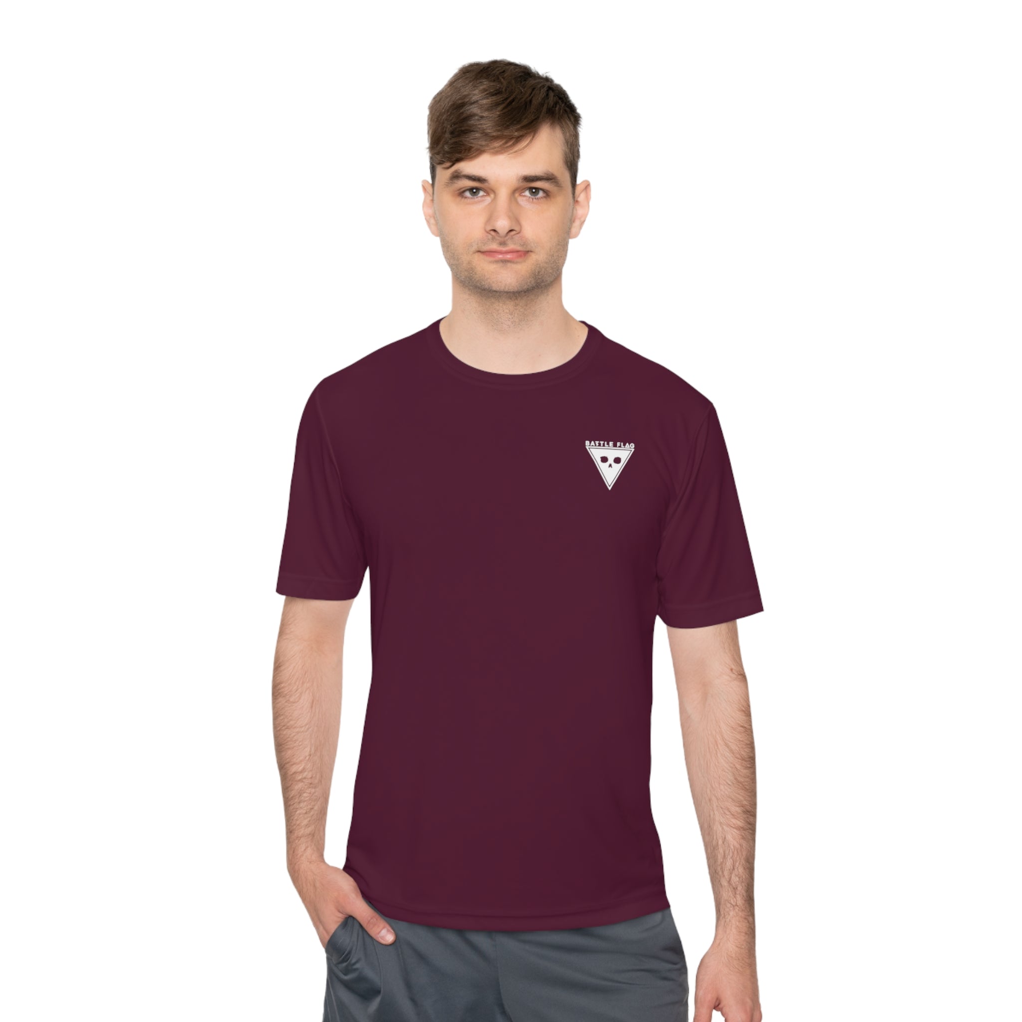 Battle Flag Unisex Moisture Wicking Tee - Small White Emblem