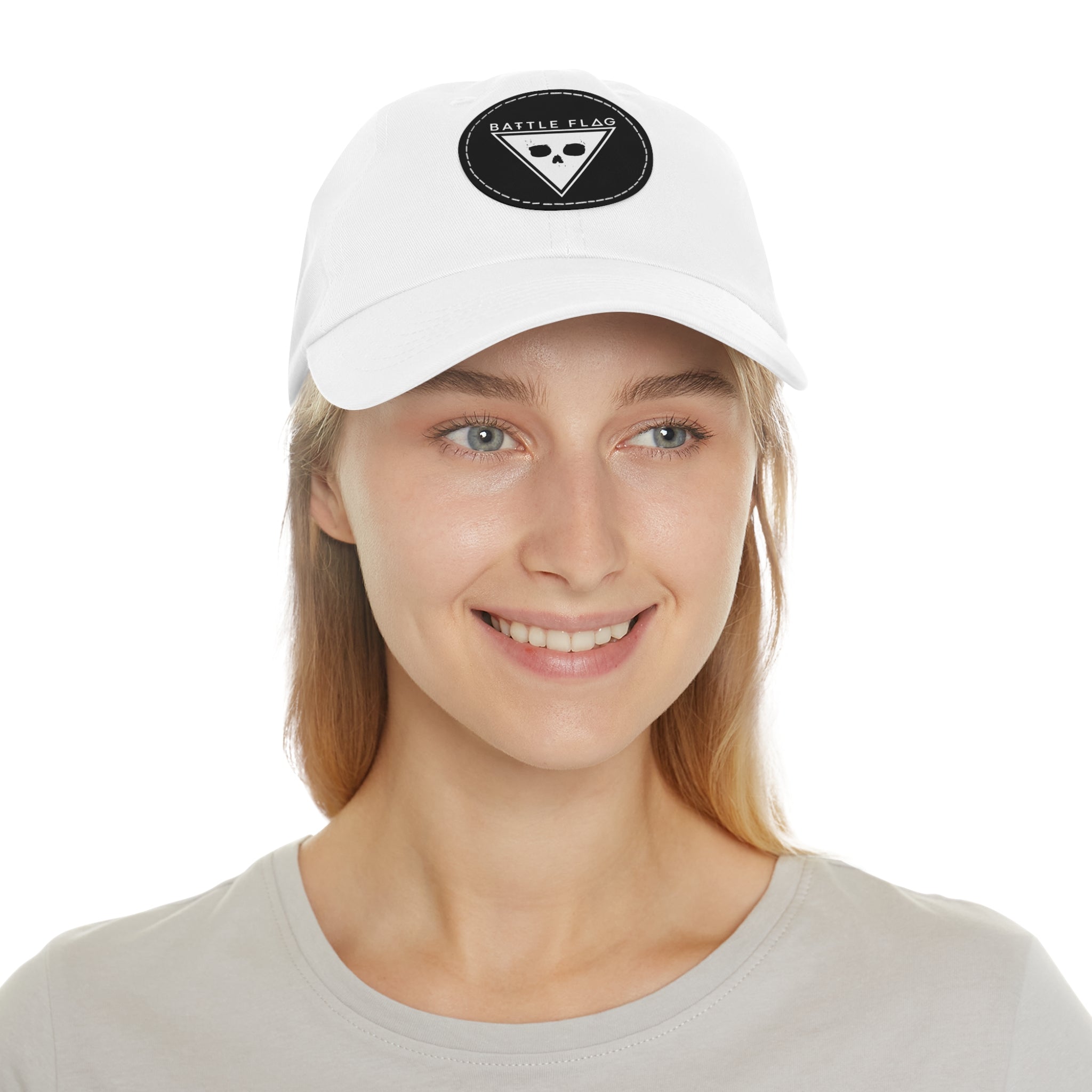 Battle Flag Hat with Leather Patch - White Emblem