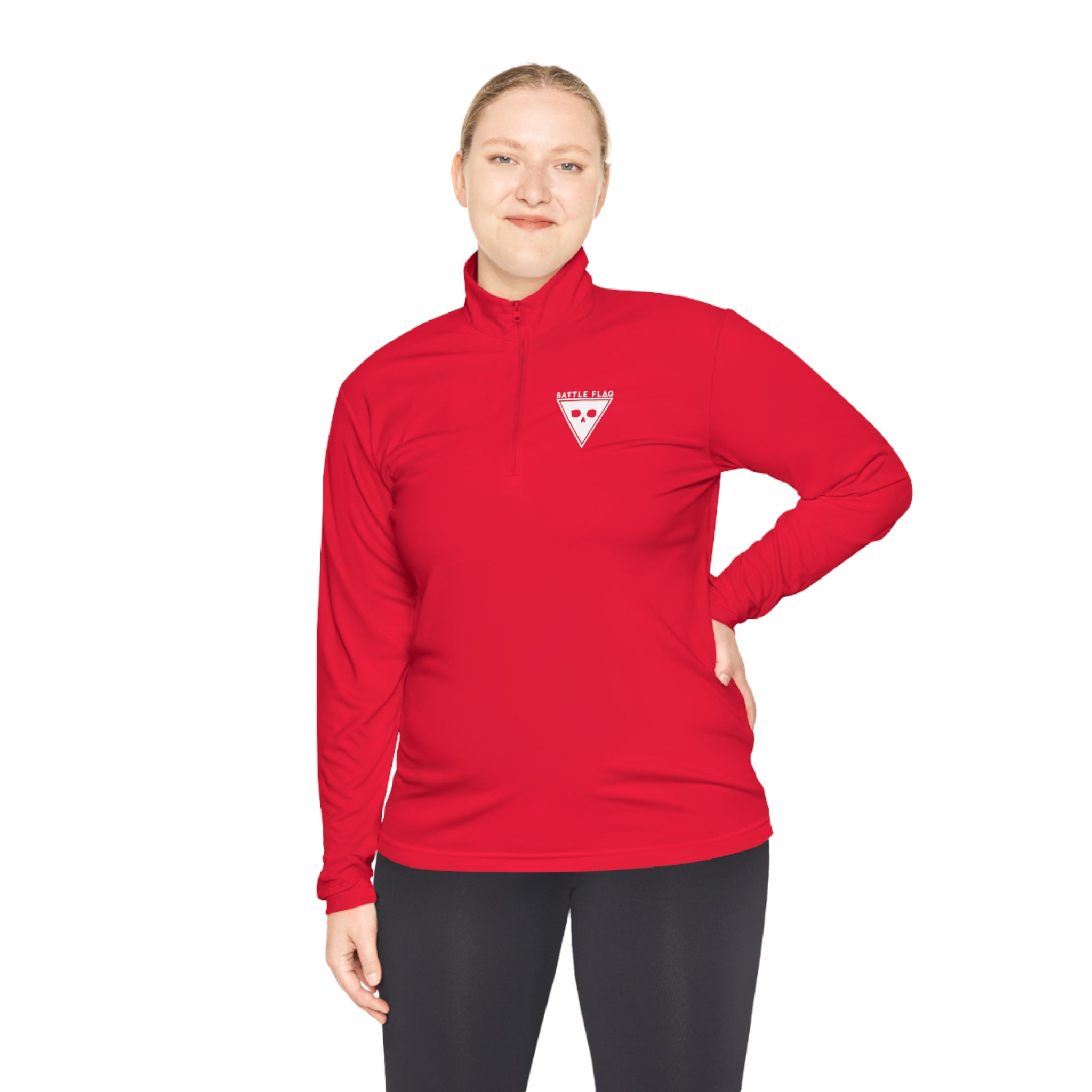Battle Flag Unisex Quarter-Zip Pullover - White Emblem