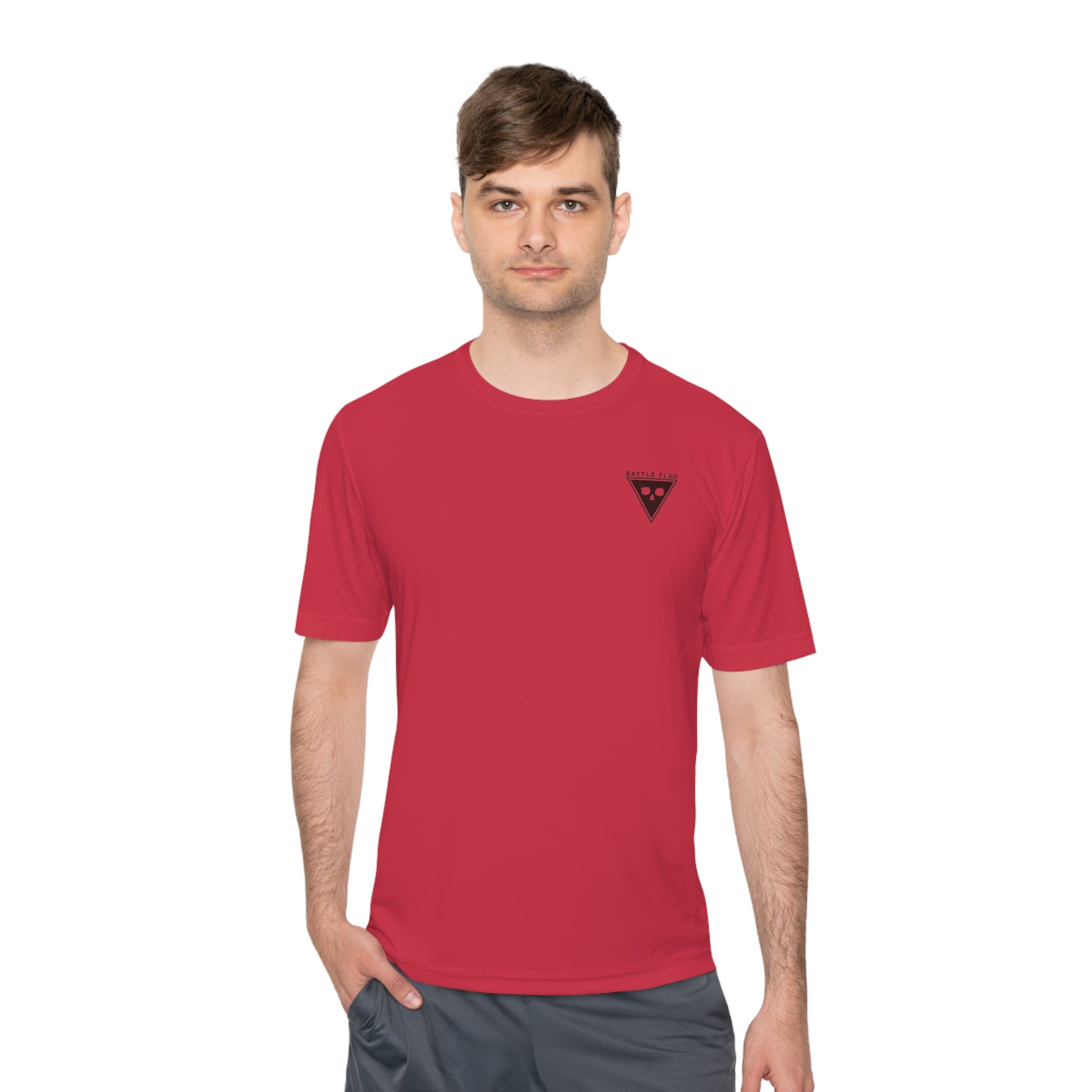 Battle Flag Unisex Moisture Wicking Tee - Small Red Emblem