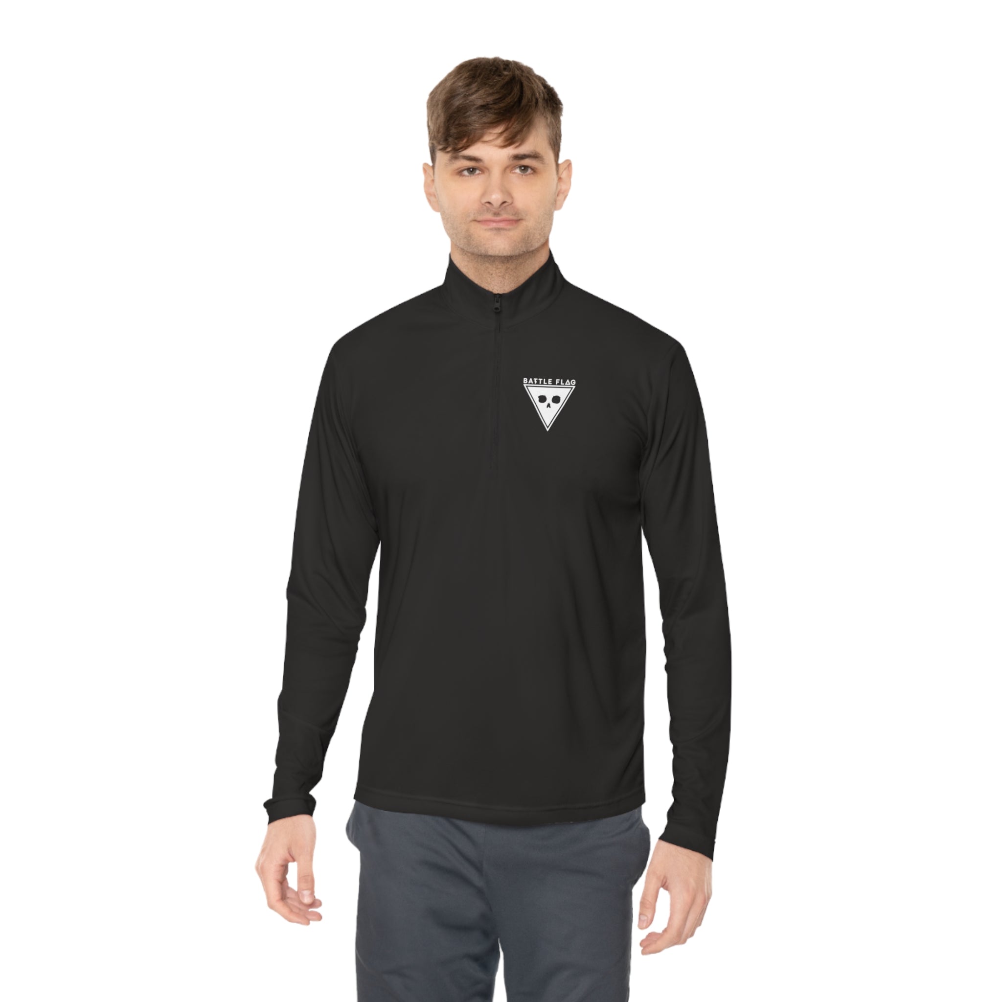Battle Flag Unisex Quarter-Zip Pullover - White Emblem