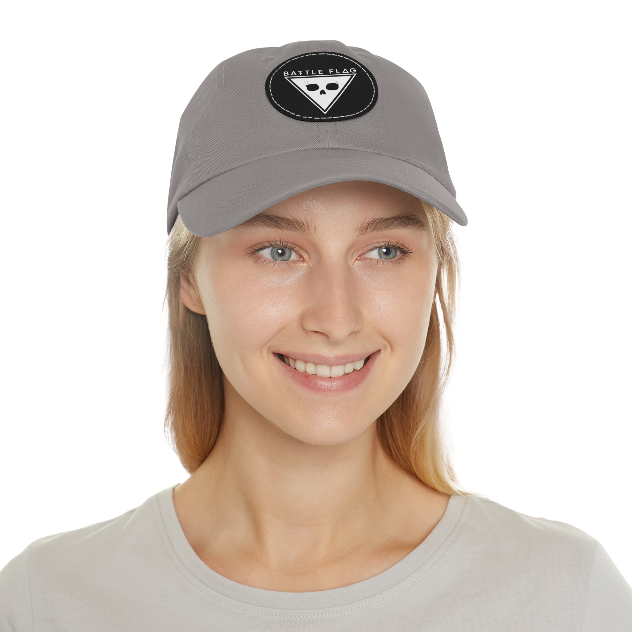 Battle Flag Hat with Leather Patch - White Emblem