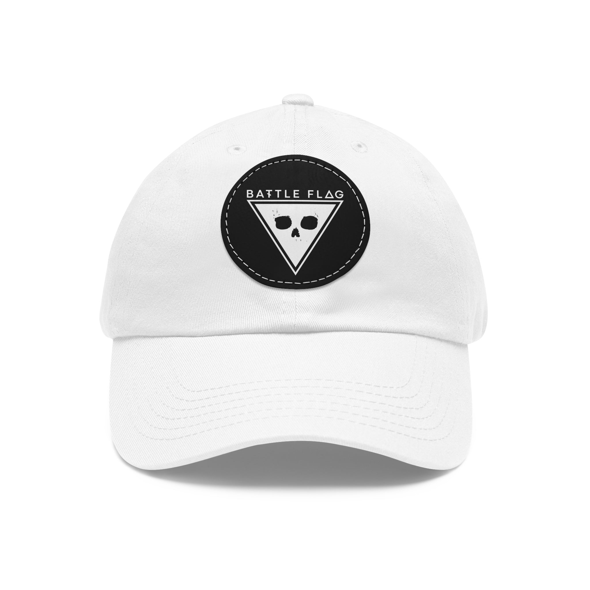 Battle Flag Hat with Leather Patch - White Emblem