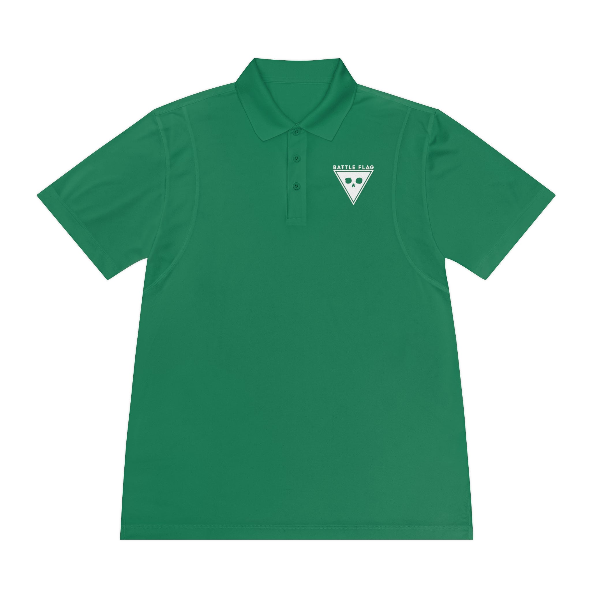 Battle Flag Men's Sport Polo Shirt - White Emblem
