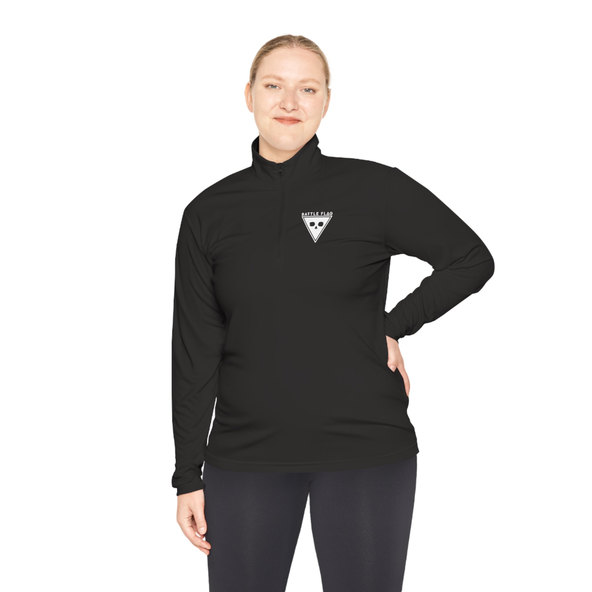 Battle Flag Unisex Quarter-Zip Pullover - White Emblem