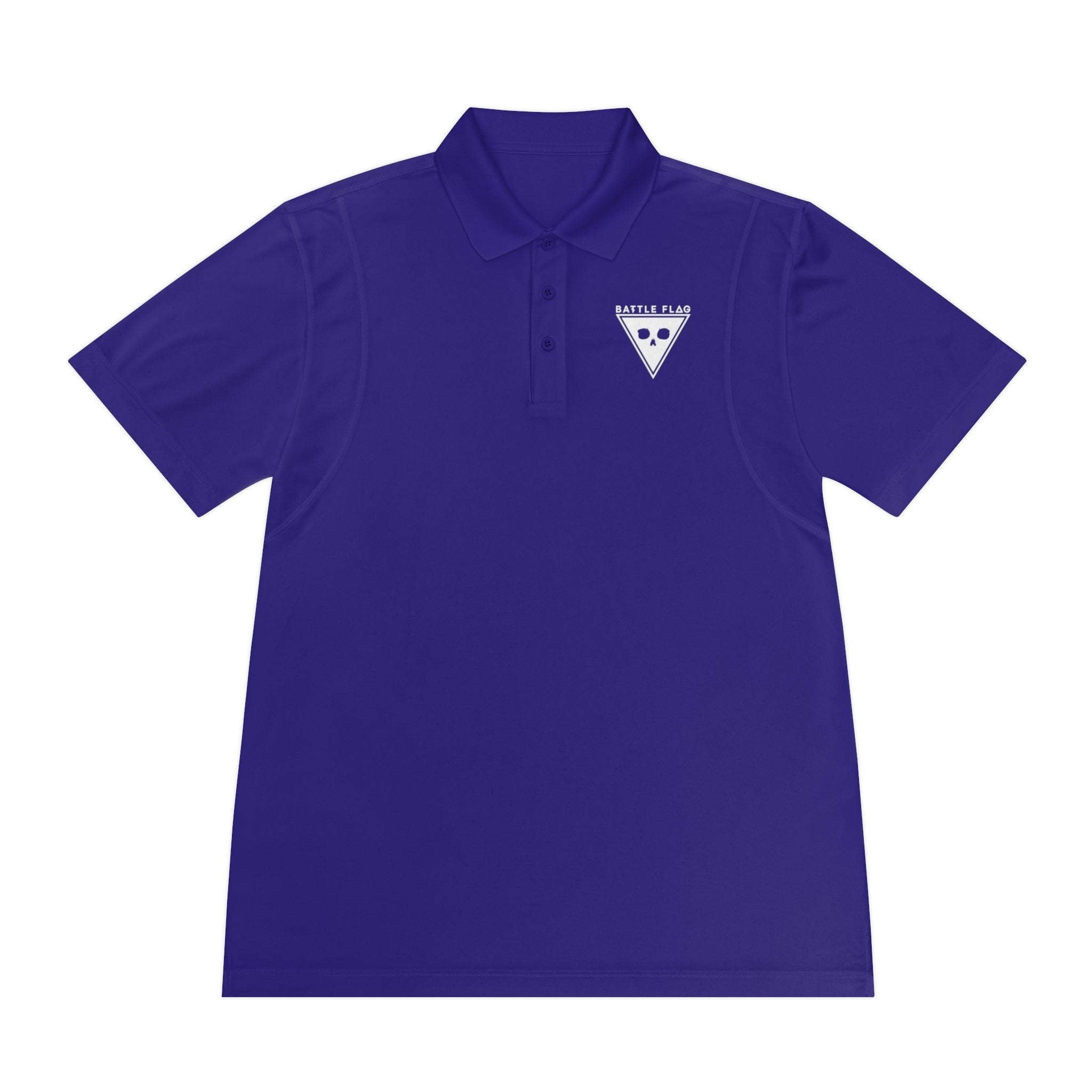 Battle Flag Men's Sport Polo Shirt - White Emblem