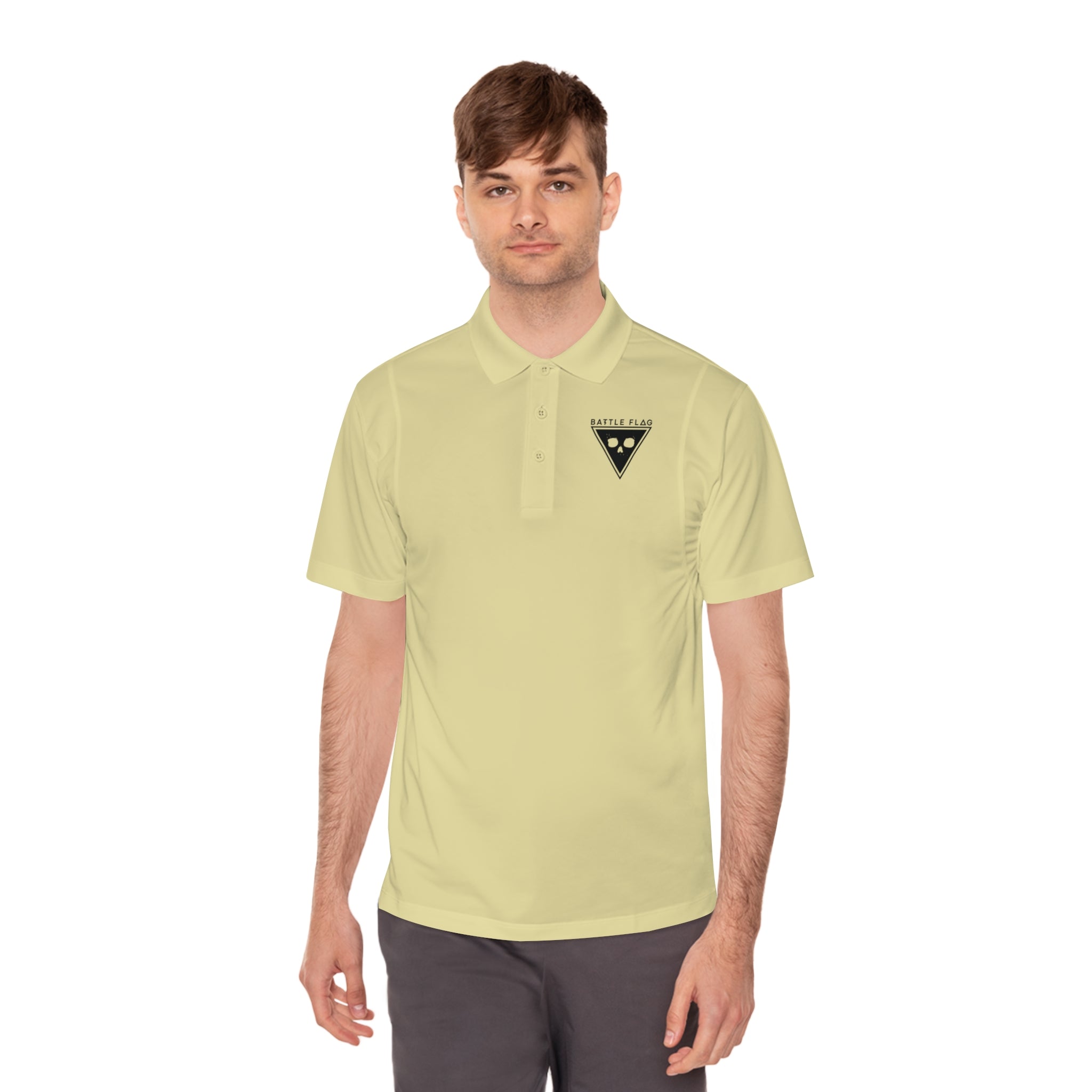 Battle Flag Men's Sport Polo Shirt - Black Emblem