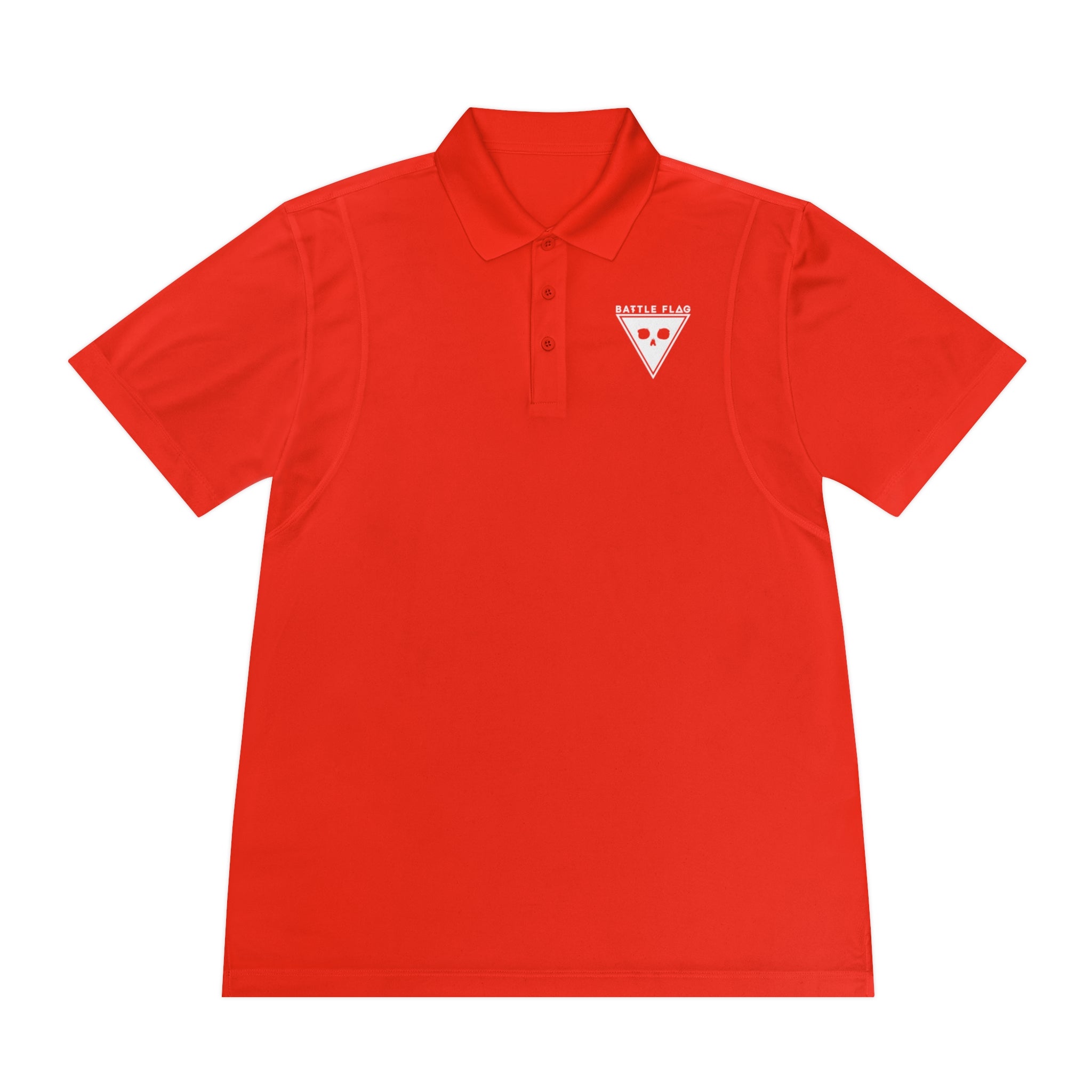 Battle Flag Men's Sport Polo Shirt - White Emblem