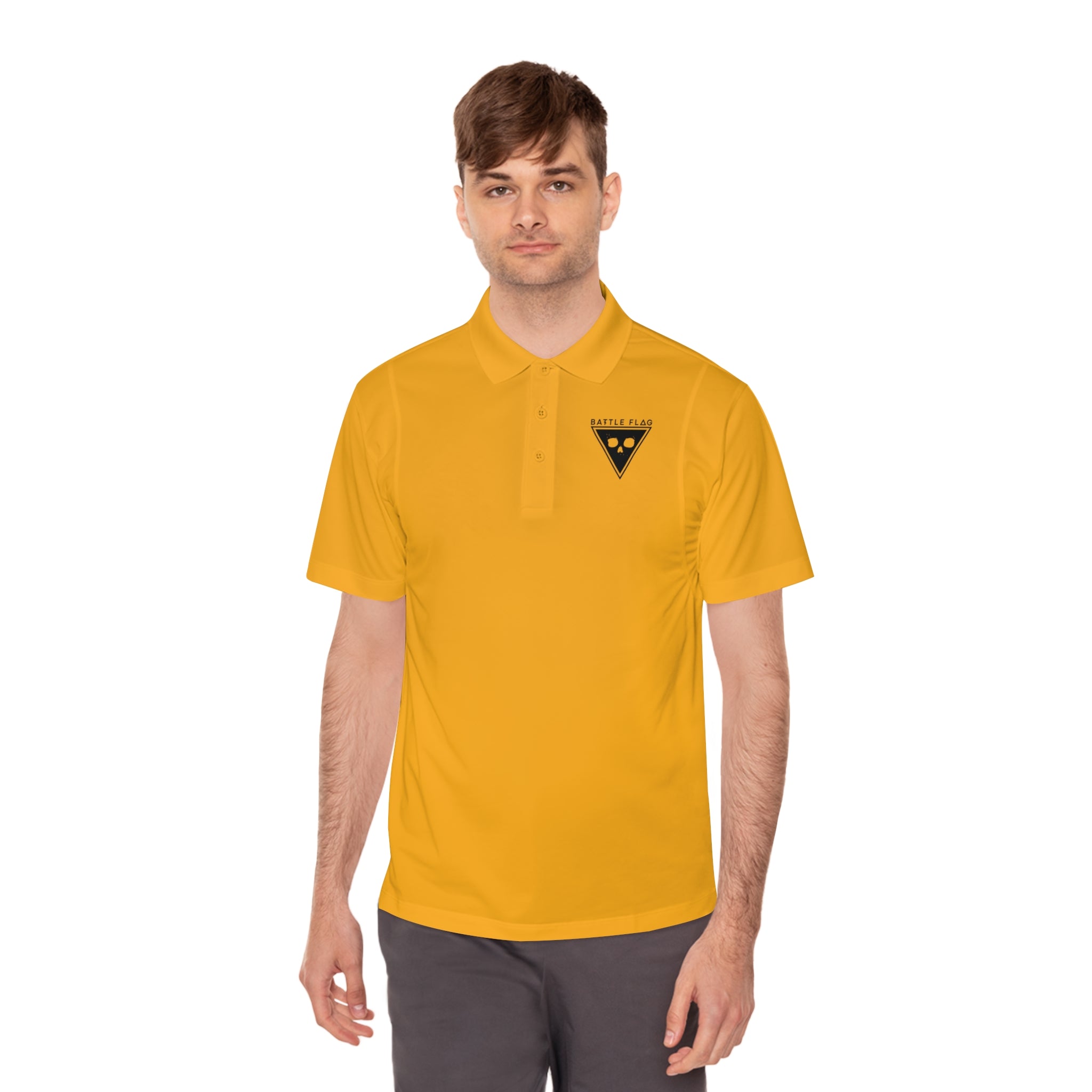 Battle Flag Men's Sport Polo Shirt - Black Emblem