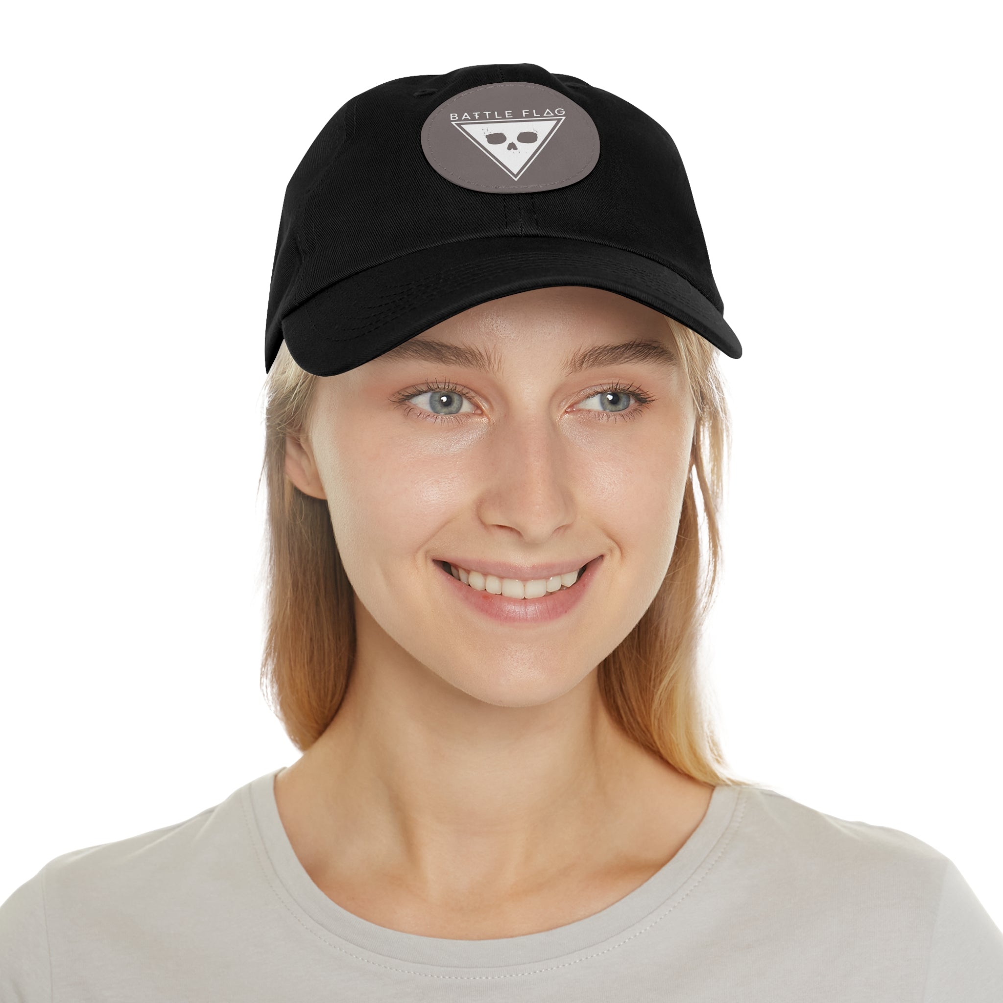 Battle Flag Hat with Leather Patch - White Emblem