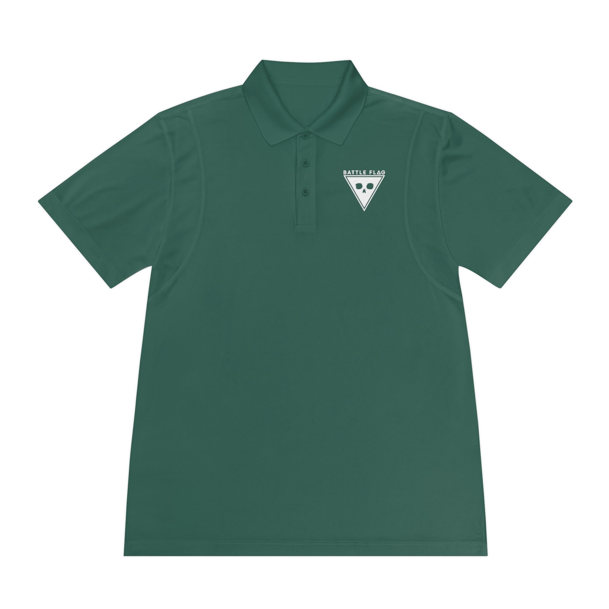Battle Flag Men's Sport Polo Shirt - White Emblem
