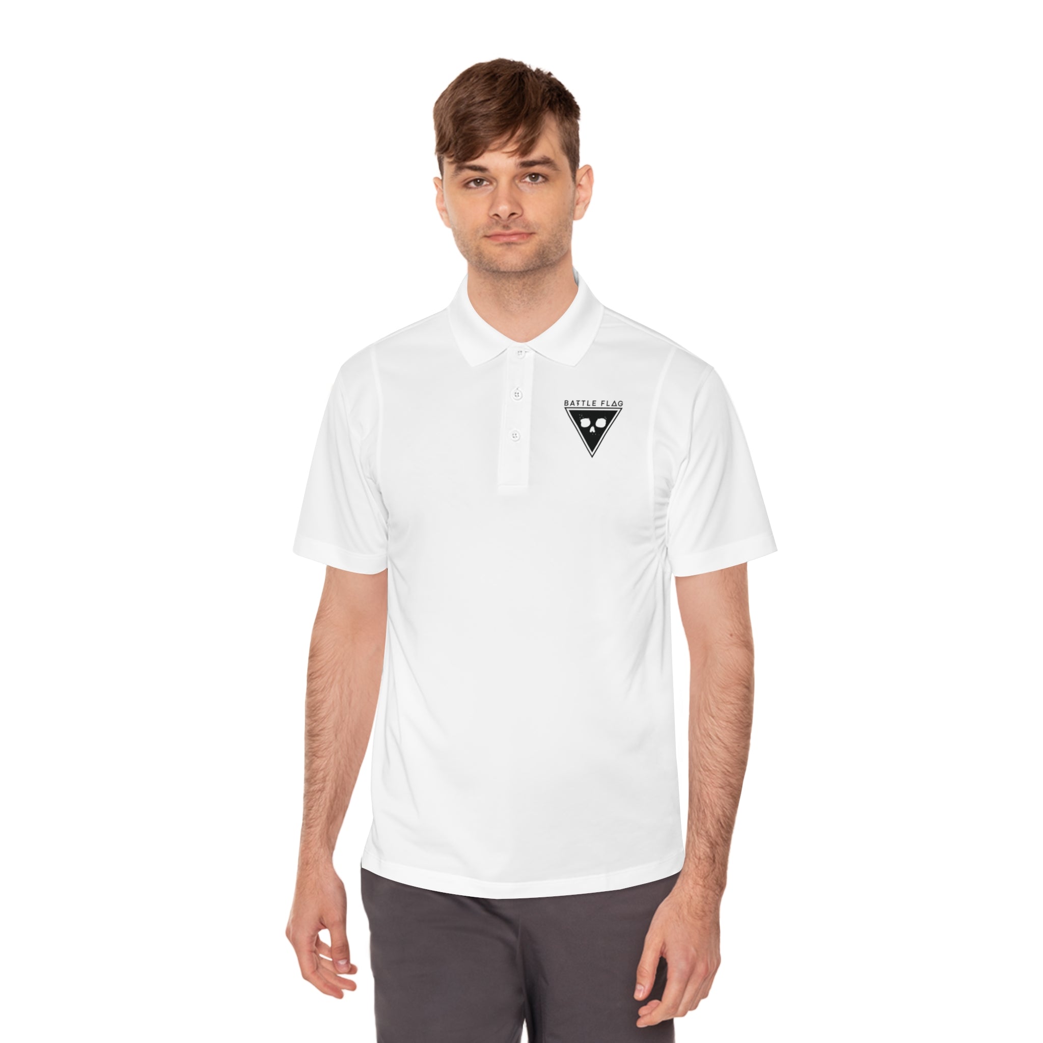 Battle Flag Men's Sport Polo Shirt - Black Emblem