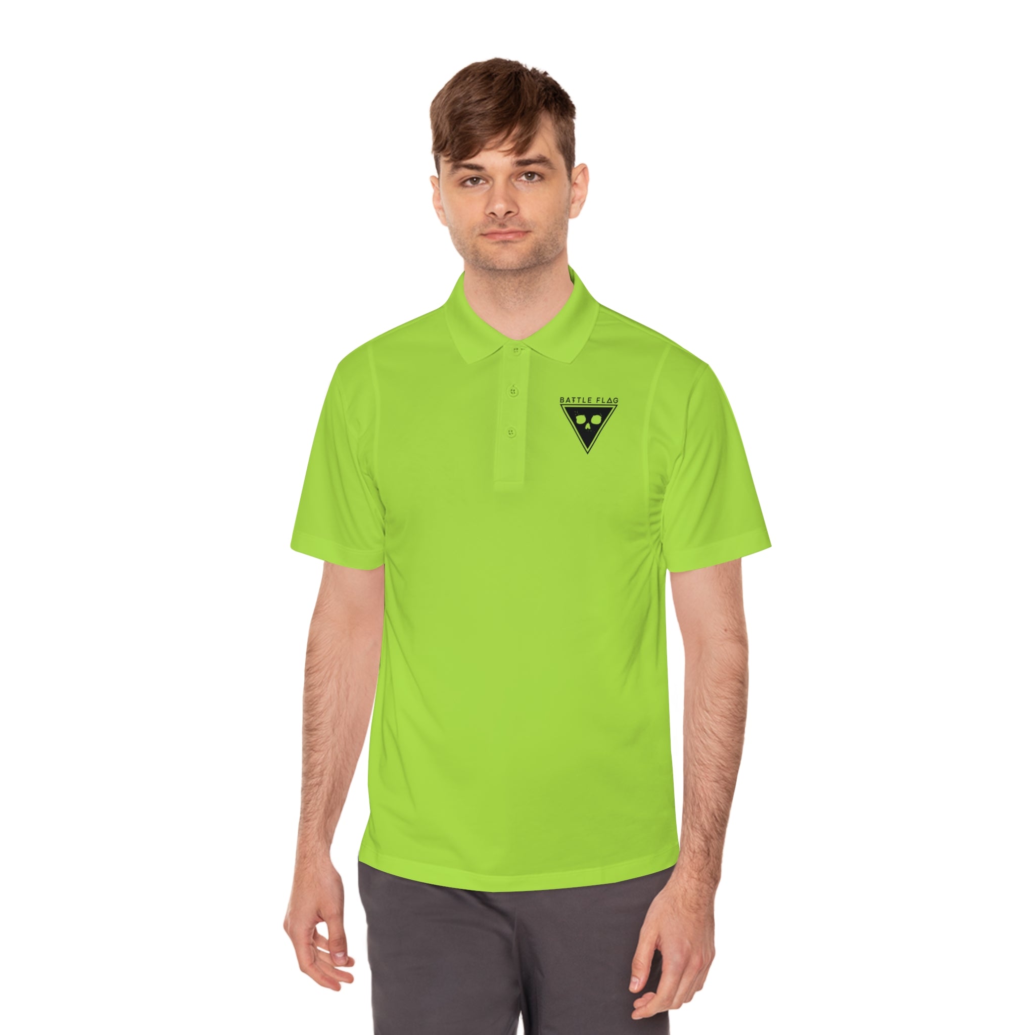 Battle Flag Men's Sport Polo Shirt - Black Emblem