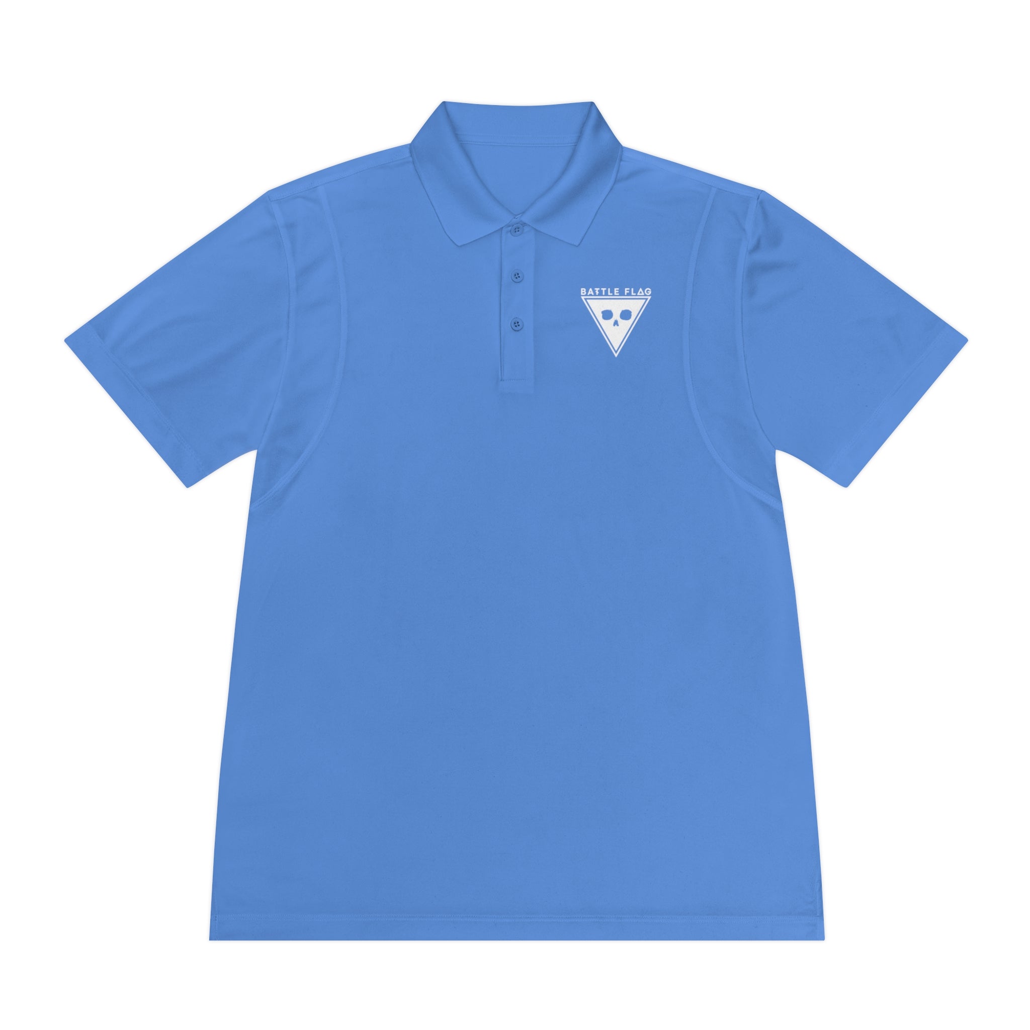 Battle Flag Men's Sport Polo Shirt - White Emblem