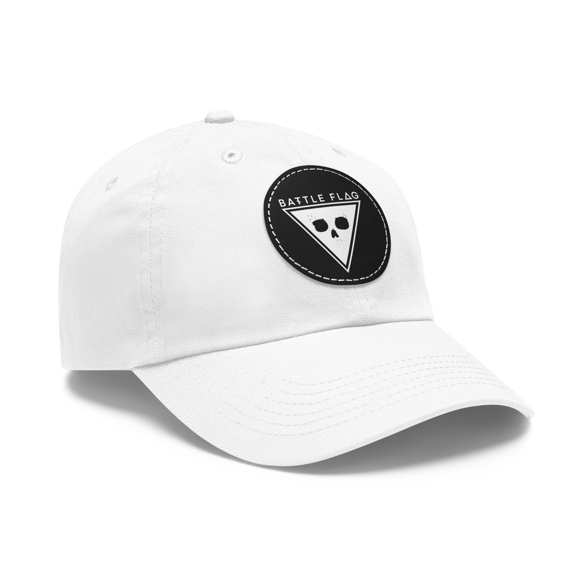 Battle Flag Hat with Leather Patch - White Emblem
