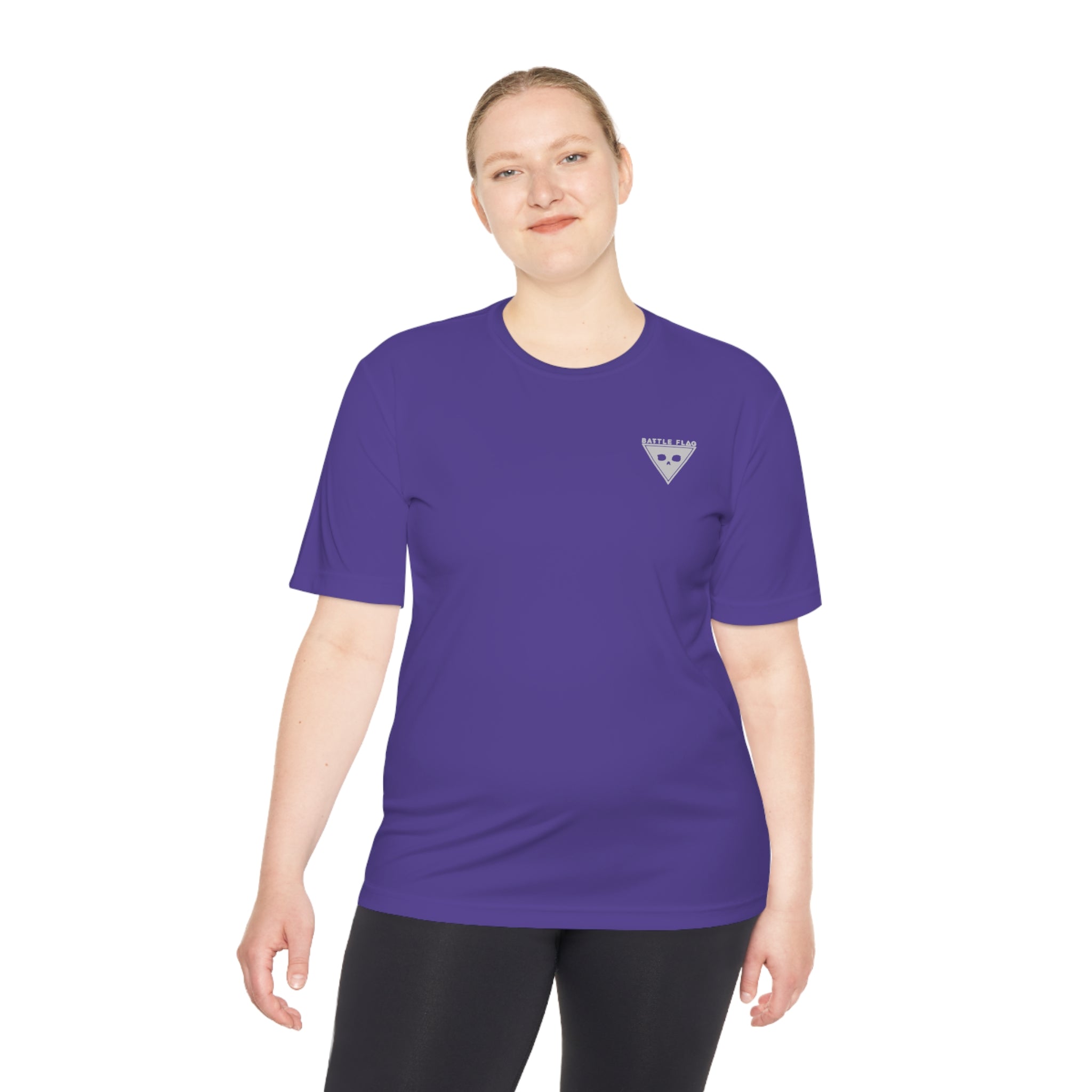 Battle Flag Unisex Moisture Wicking Tee - Small Light Grey Emblem