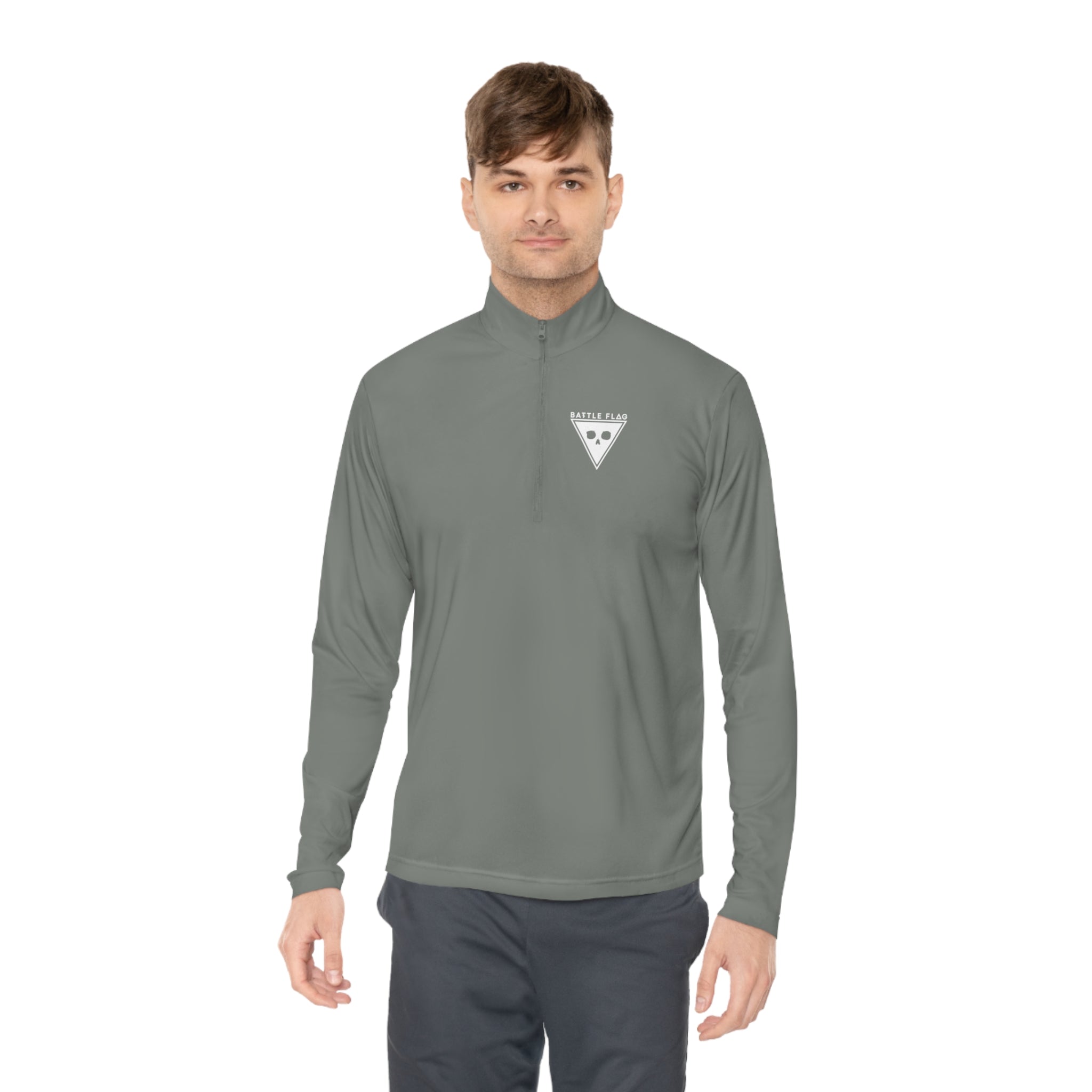 Battle Flag Unisex Quarter-Zip Pullover - White Emblem
