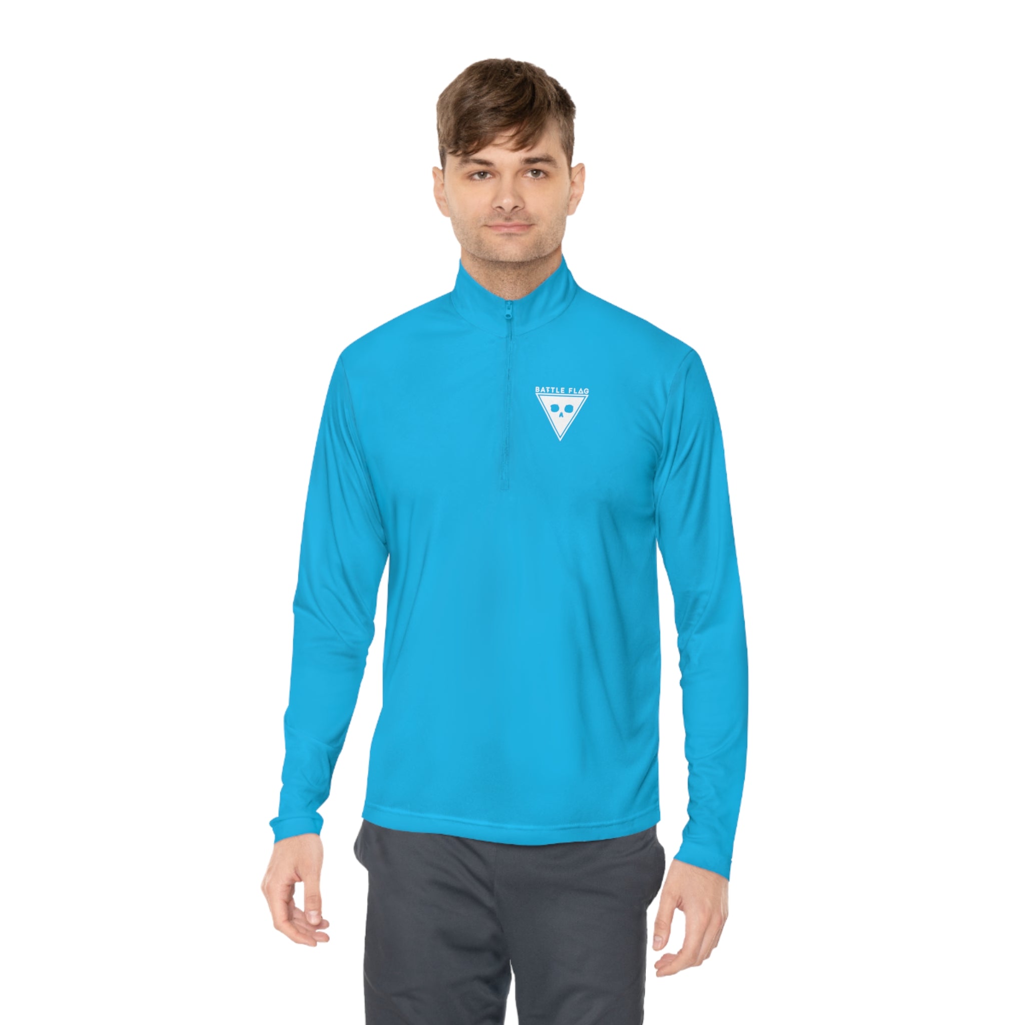 Battle Flag Unisex Quarter-Zip Pullover - White Emblem